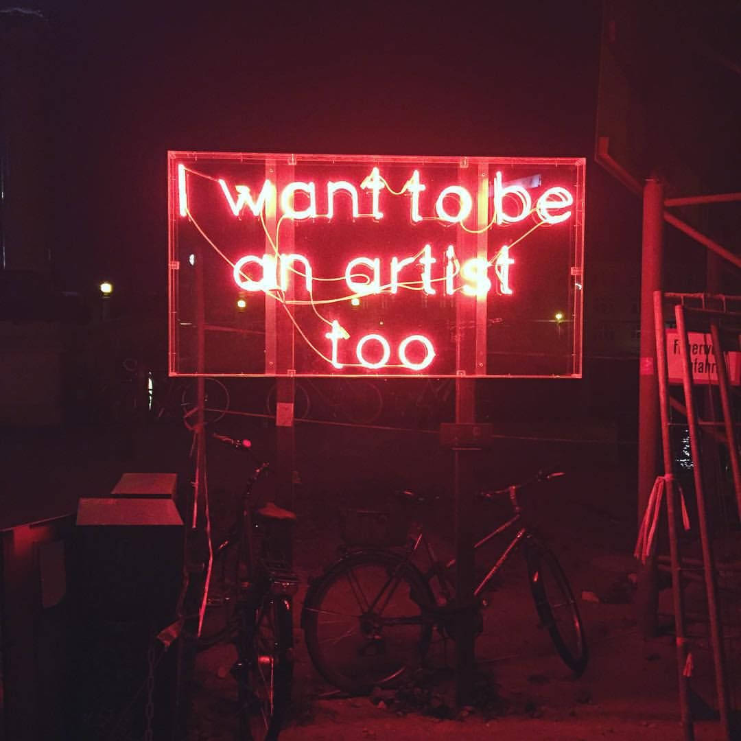 Red Aesthetic Neon, I want to be an artist too, glowing red neon sign, SD Desktop Wallpaper