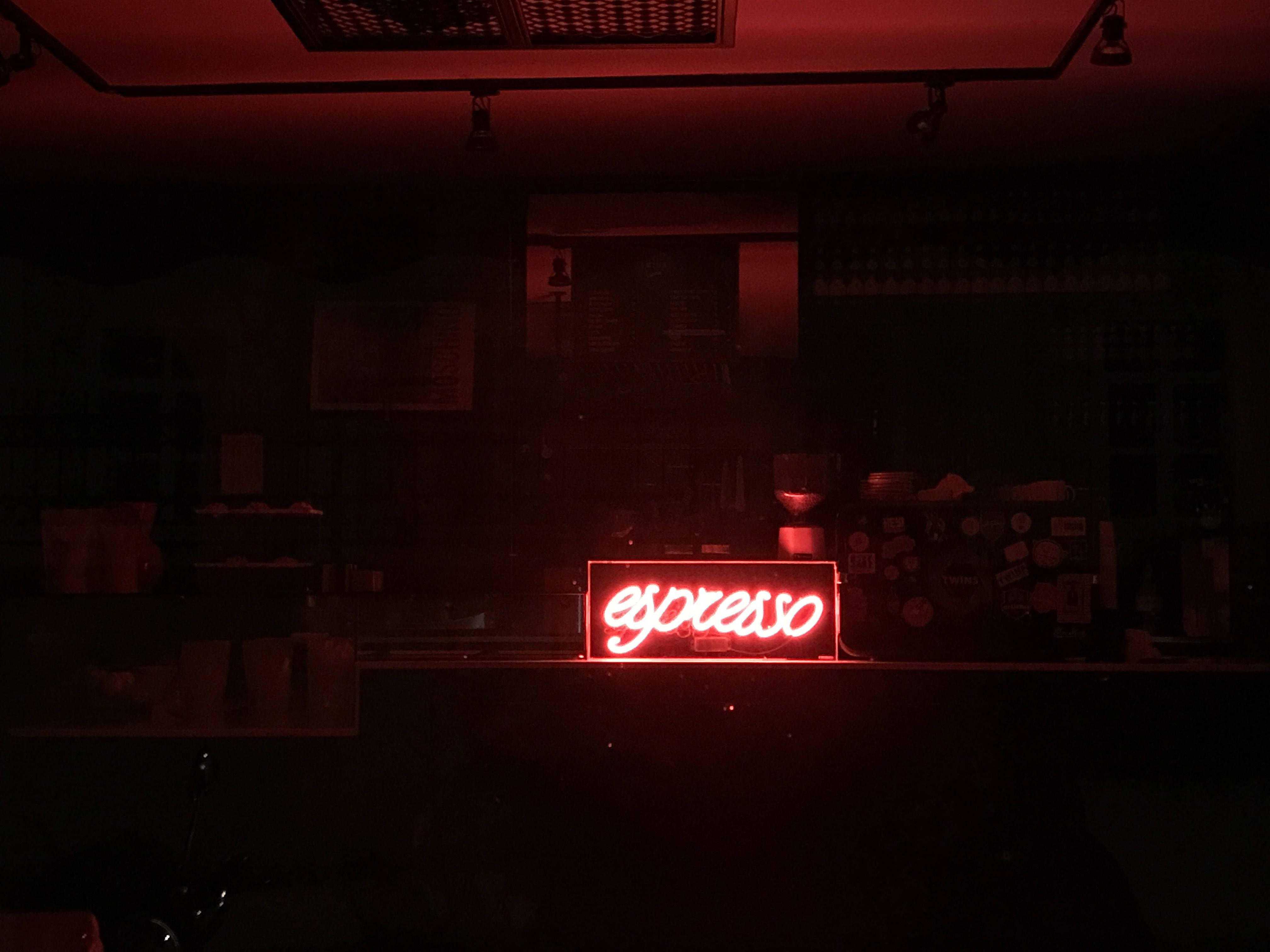 Red Aesthetic Neon, espresso, neon sign, 4K Desktop Wallpaper