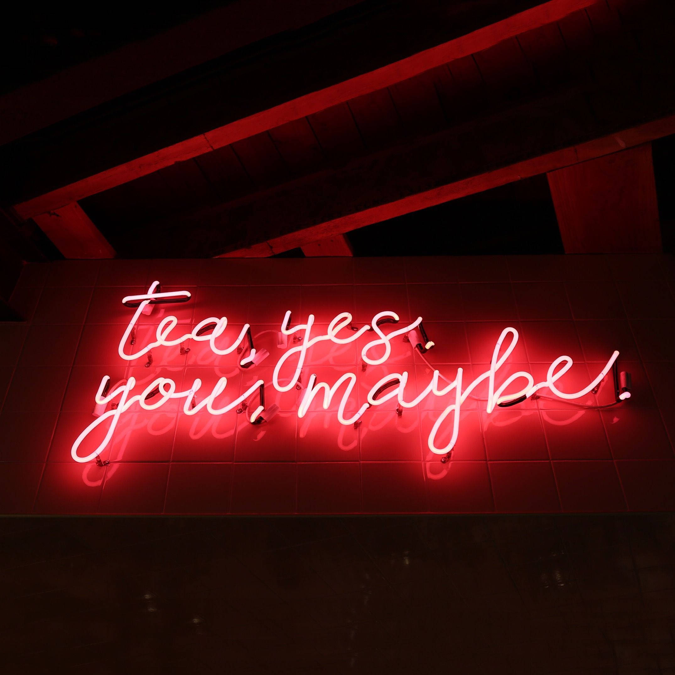 Red Aesthetic Neon, neon sign, tea yes you, Full HD Desktop Wallpaper