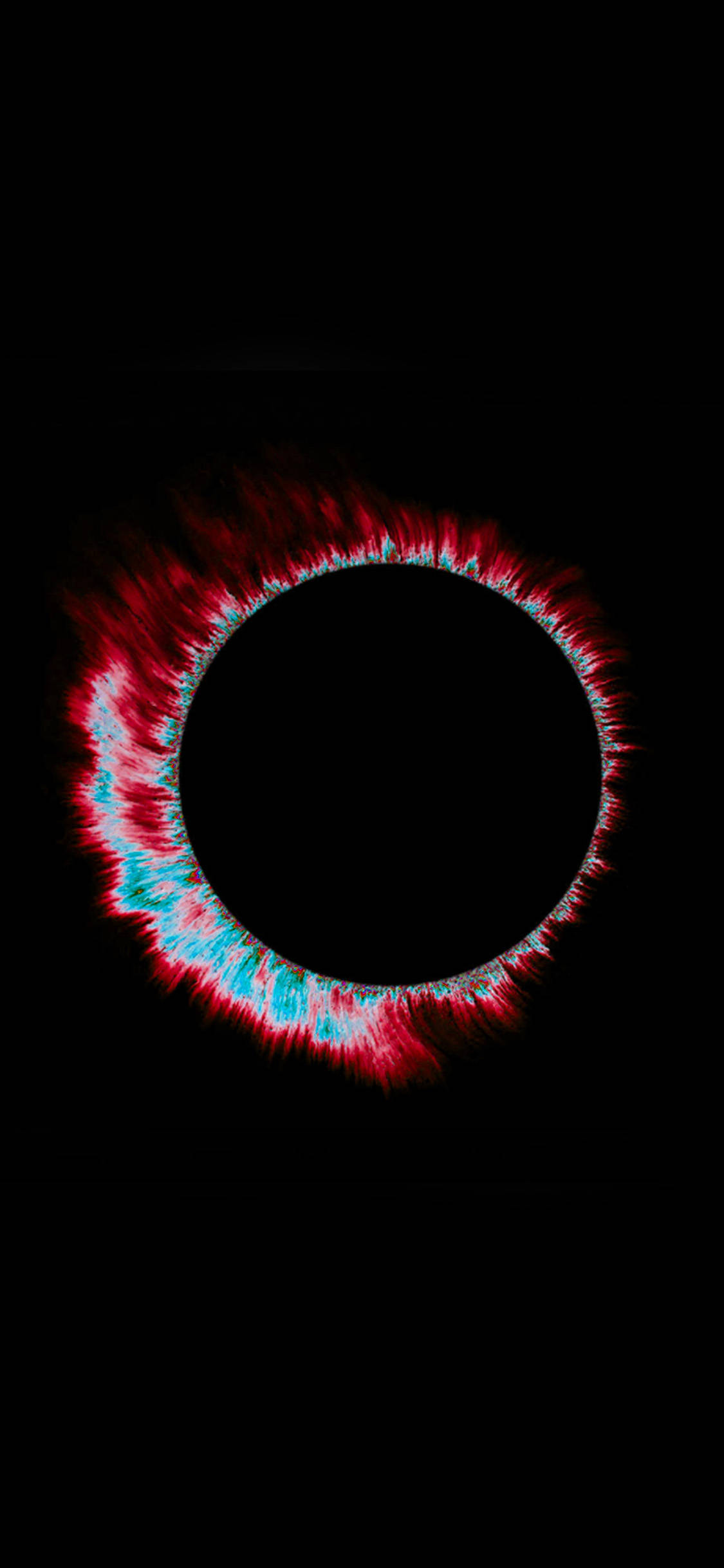 Red And Black iPhone, glowing red and cyan ring, black void, Full HD Phone Wallpaper
