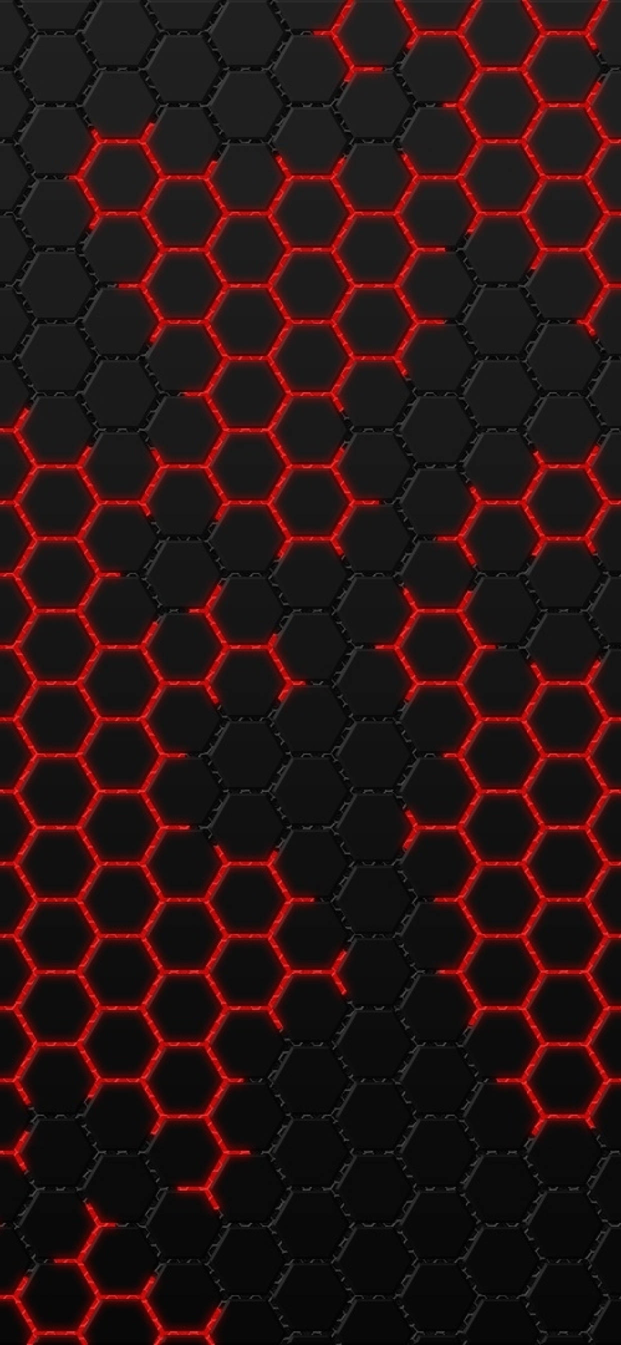black and red hexagonal pattern, glowing red lines, futuristic tech wallpaper, 2K Phone Wallpaper