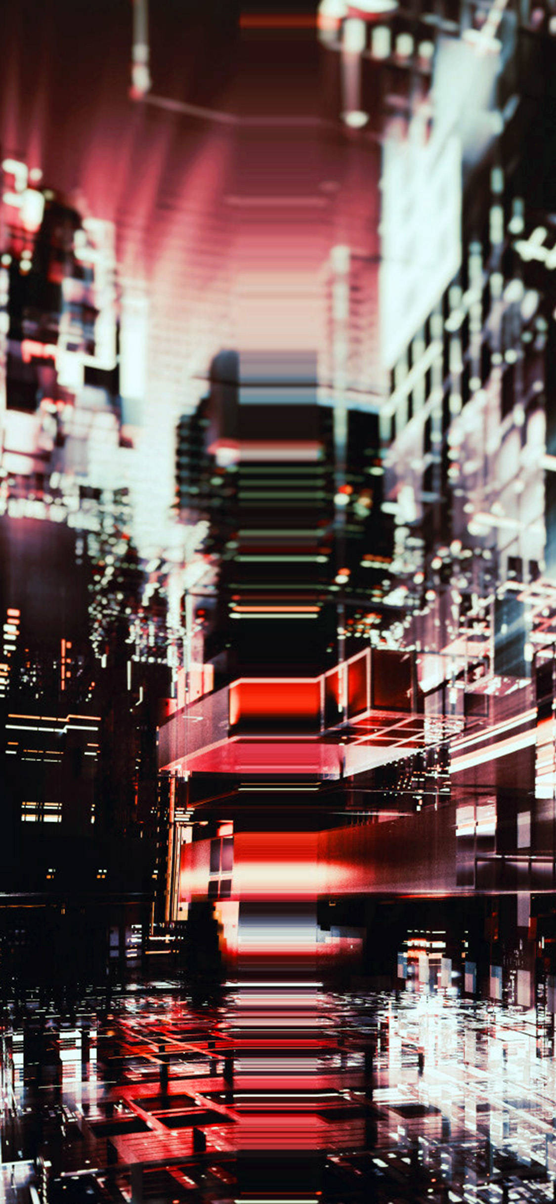 red and black iPhone, futuristic cityscape, night, Full HD Phone Wallpaper