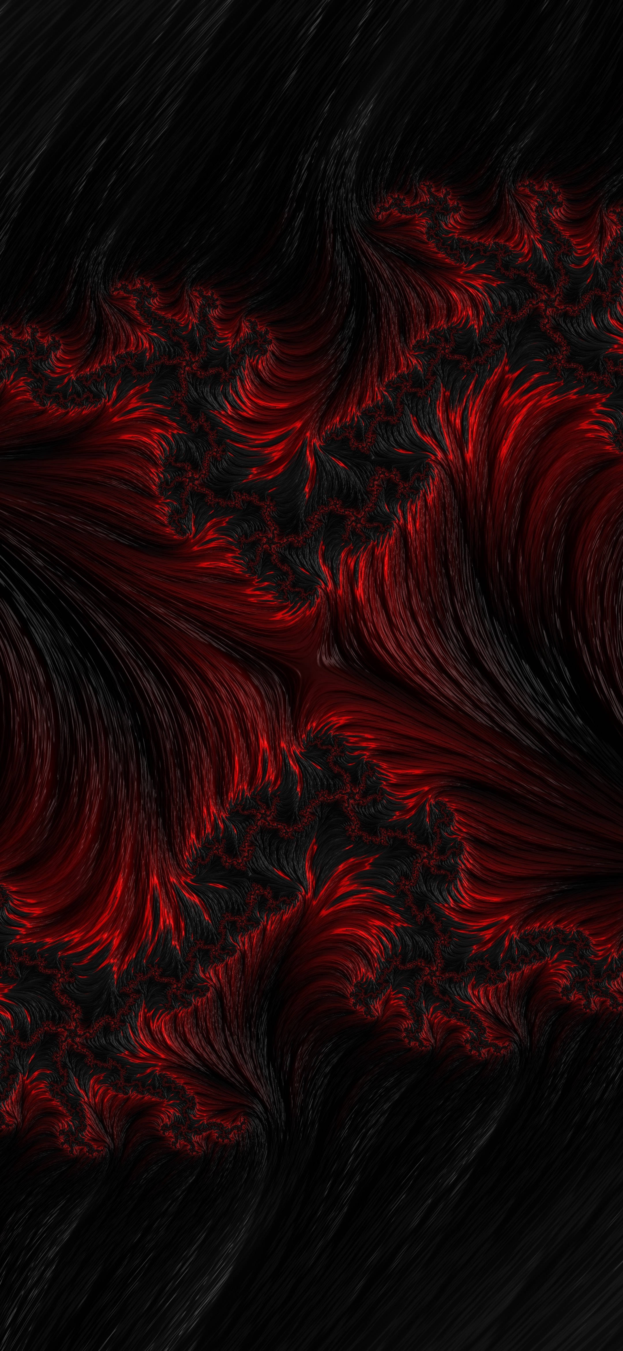 iPhone 11, black background, red abstract art, 4K Phone Wallpaper