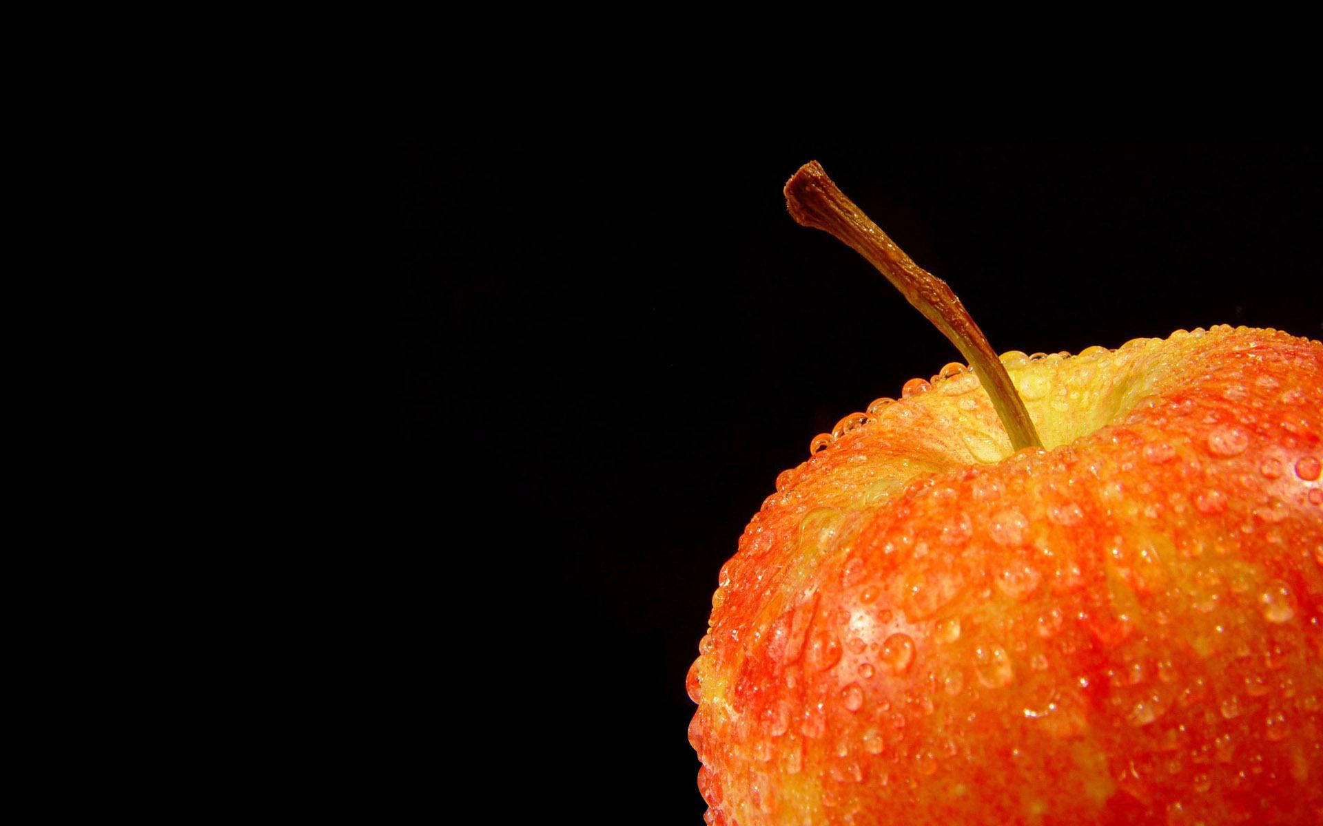 minimalist, red and black, wet apple, Full HD Desktop Wallpaper