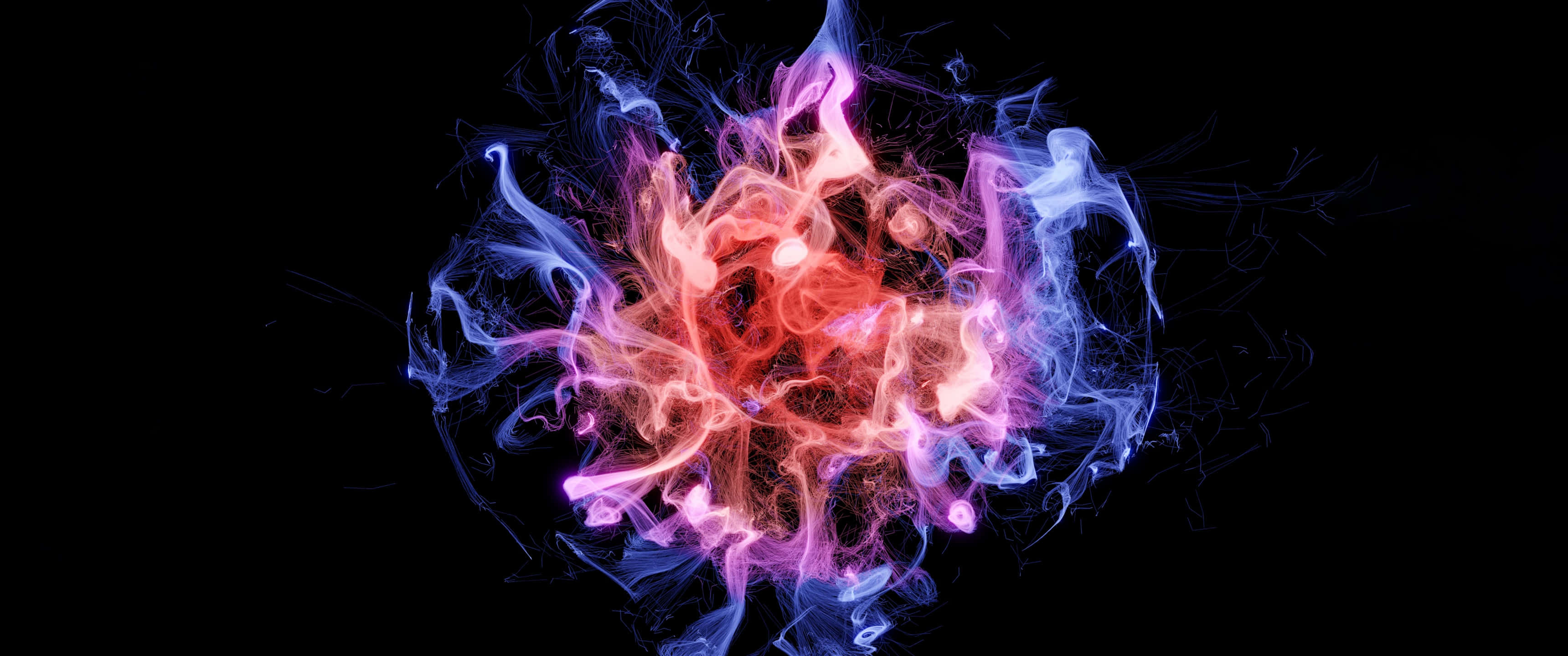 Red And Blue Fire, red and blue hues, swirling smoke, 2K Desktop Wallpaper