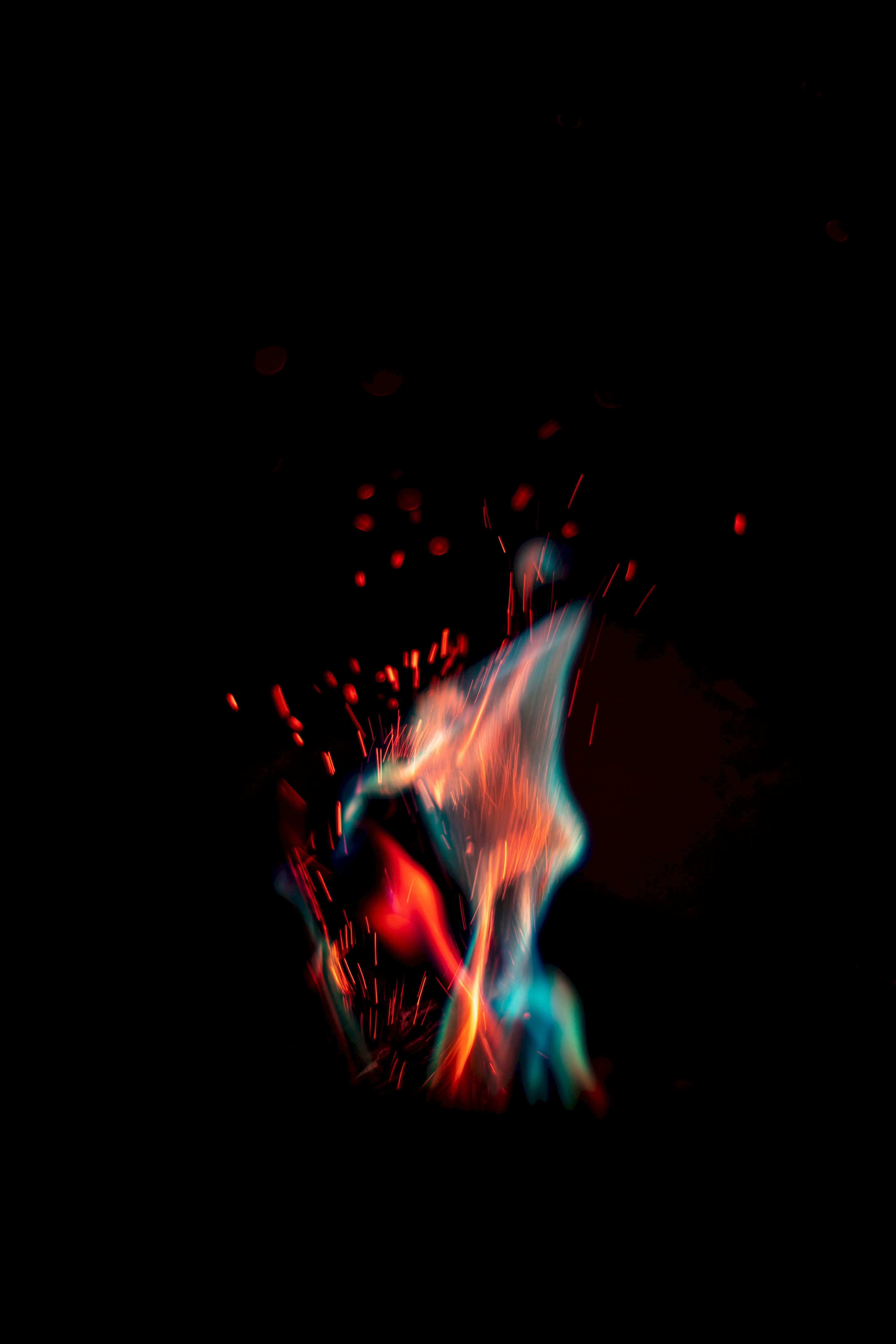 Red And Blue Fire, red, blue, 4K Phone Wallpaper
