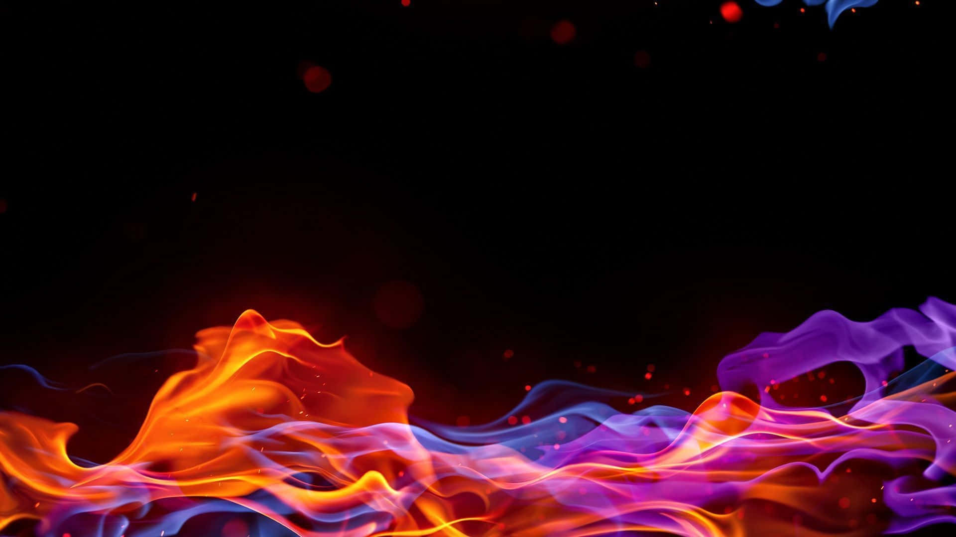 Red And Blue Fire, vibrant orange and purple flames, black background, Full HD Desktop Wallpaper