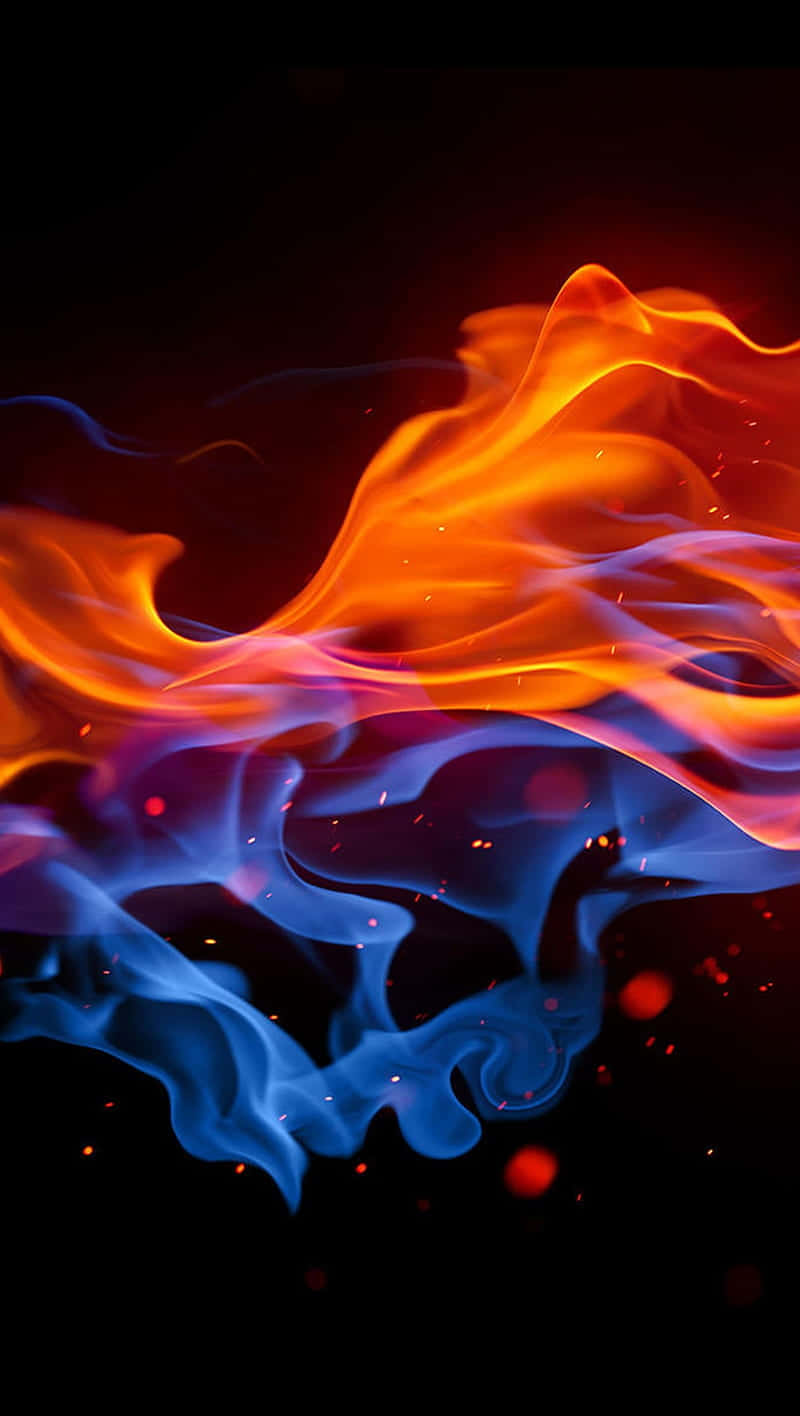 Red And Blue Fire, orange and blue flames, dark background, HD Phone Wallpaper