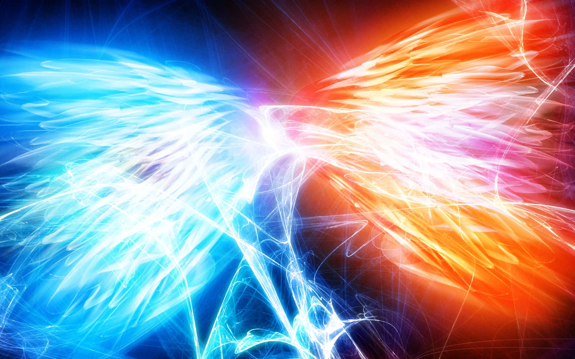 Red And Blue Fire, blue, orange, Full HD Desktop Wallpaper