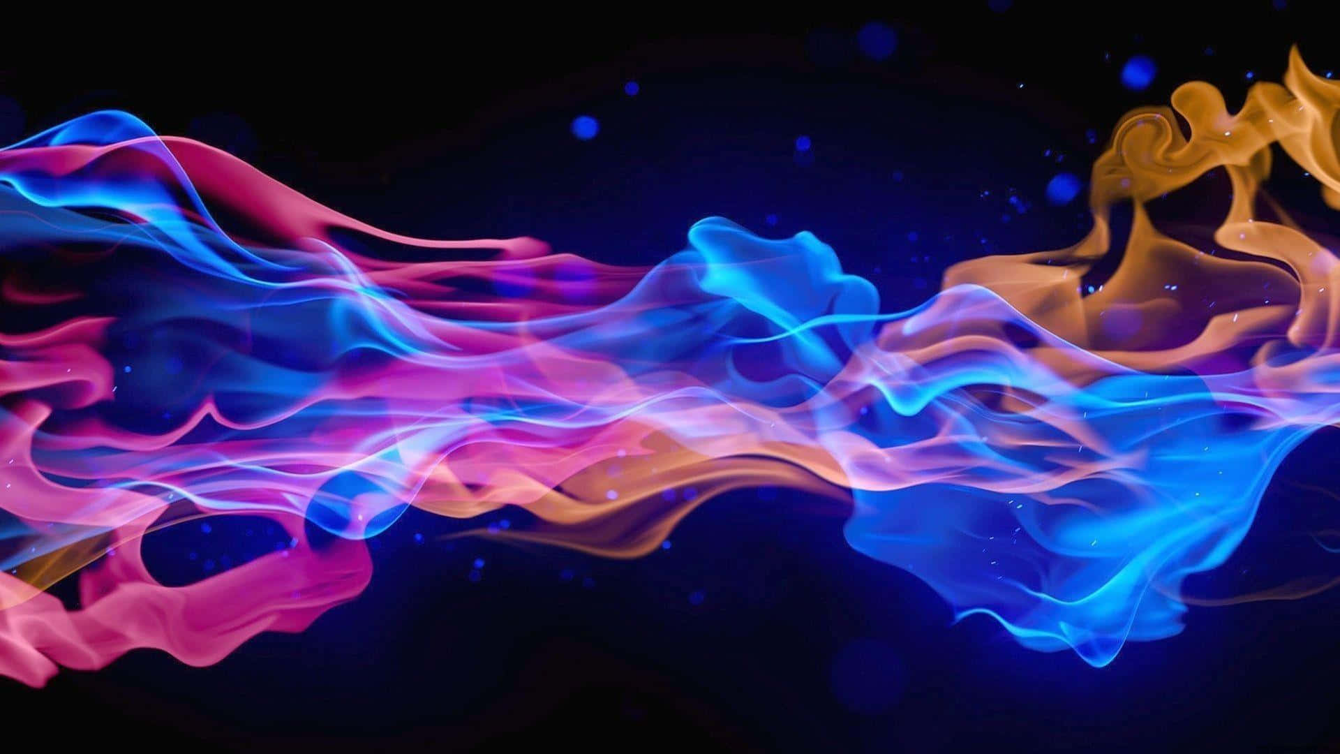 Blue and Red Flames, dark cosmic background, glowing particles, Full HD Desktop Wallpaper