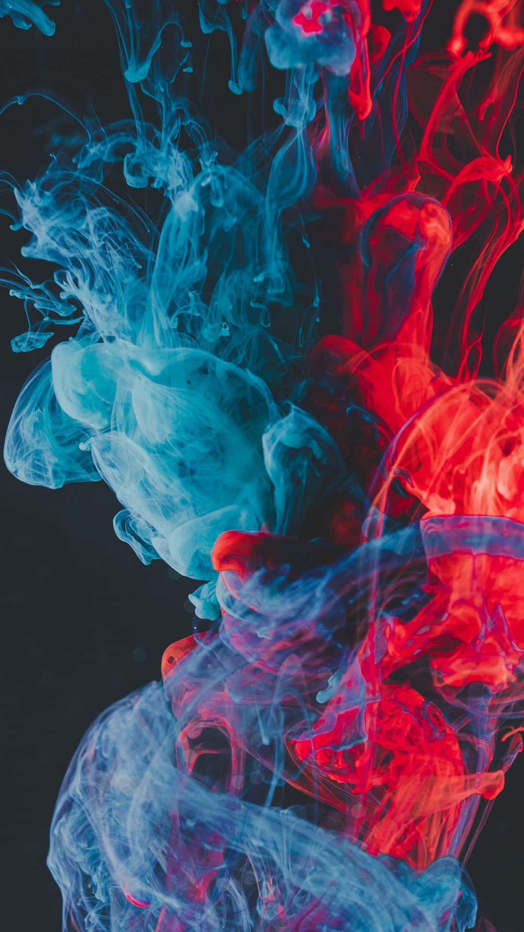 Red And Blue Smoke iPhone, vibrant red and blue ink, dark background, Full HD Phone Wallpaper