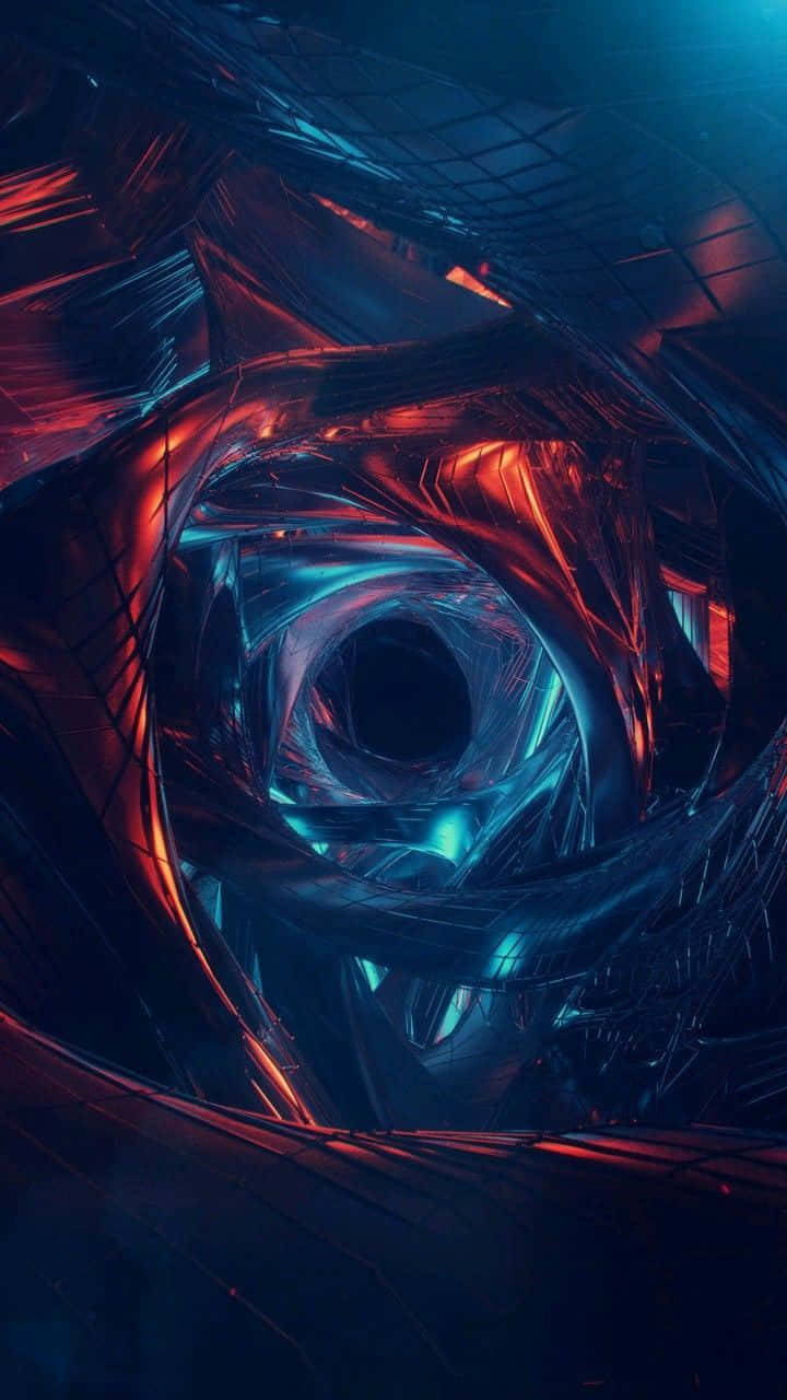 red and blue eye, swirling vortex, shattered glass, HD Phone Wallpaper