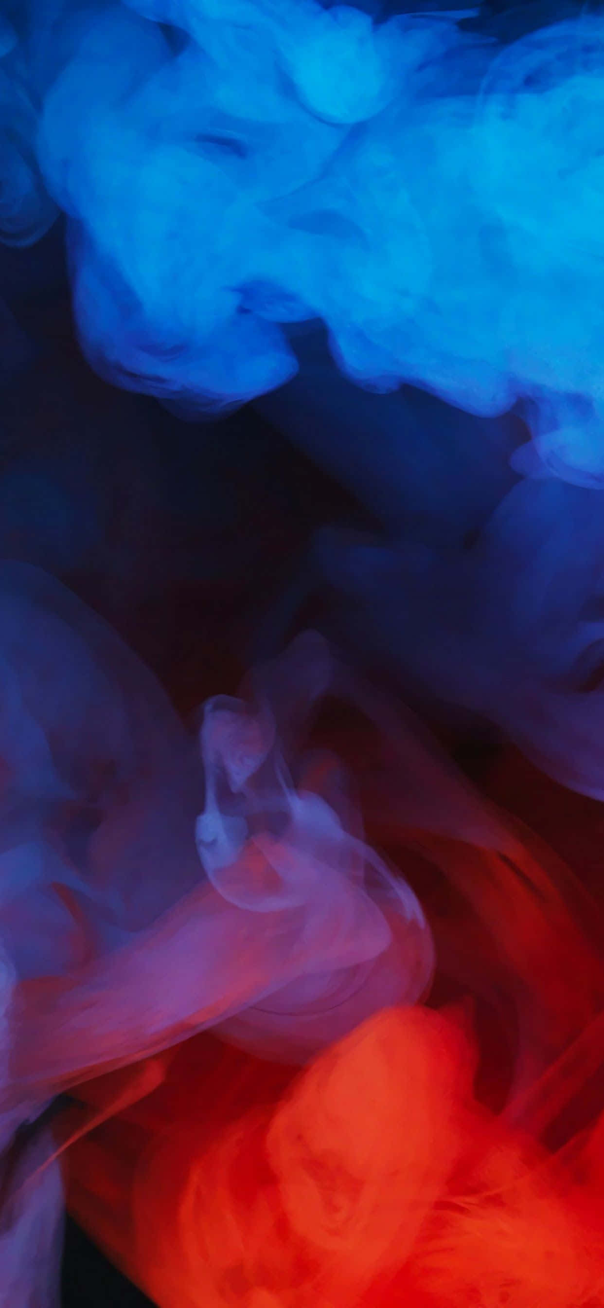 red and blue iPhone, vibrant blue, red smoke, 2K Phone Wallpaper