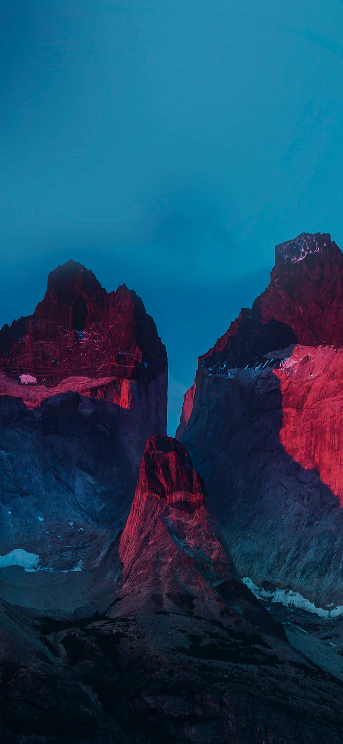 Red and Blue iPhone, jagged mountains, surreal red and blue light, Full HD Phone Wallpaper