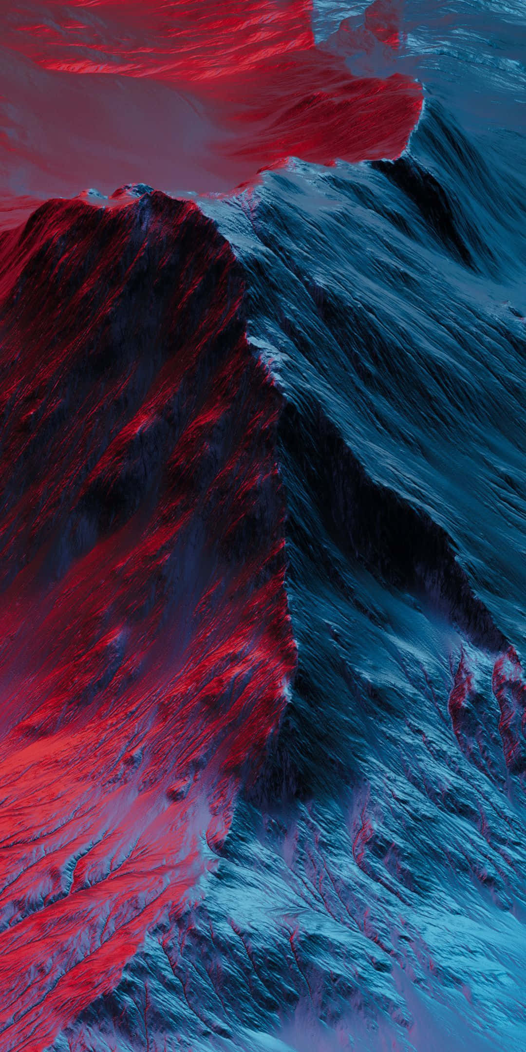 Red And Blue Waves iPhone, fiery red cliffs, icy blue snow-covered slopes, Full HD Phone Wallpaper