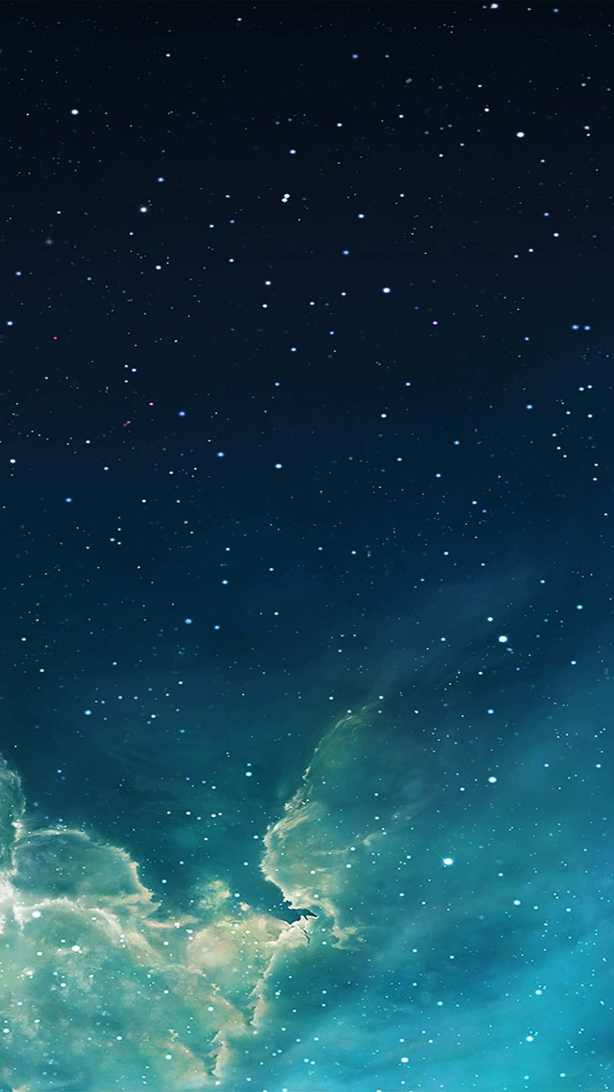 Blue Galaxy iPhone, star-filled night sky, glowing teal, Full HD Phone Wallpaper