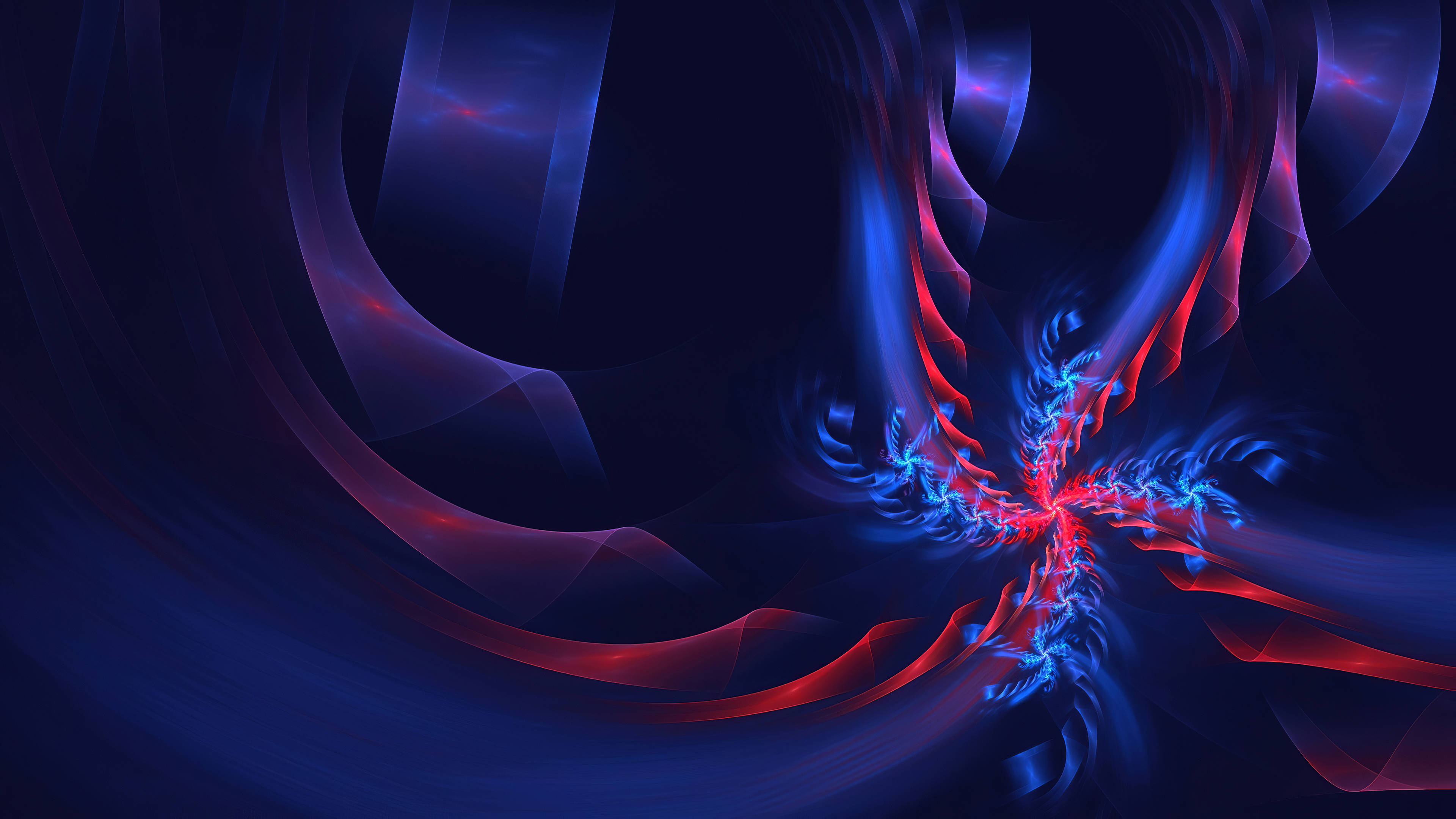 4D Ultra HD, red and blue, fractal tendrils, 4K Desktop Wallpaper