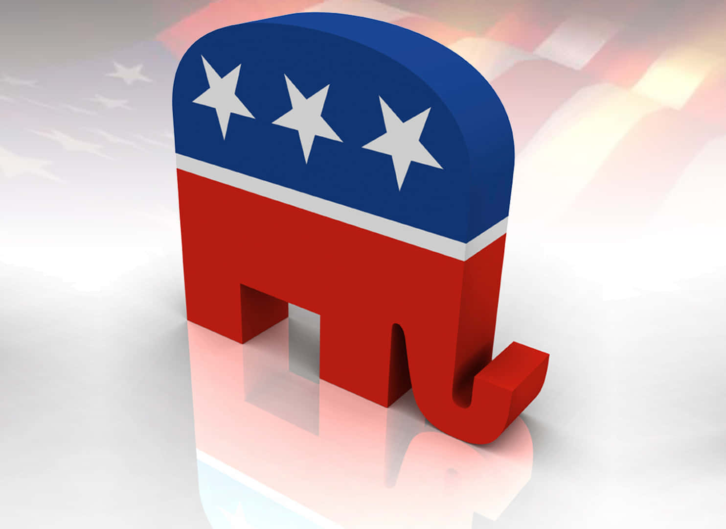 3D Republican Elephant Symbol, red white and blue, stars, HD Desktop Wallpaper