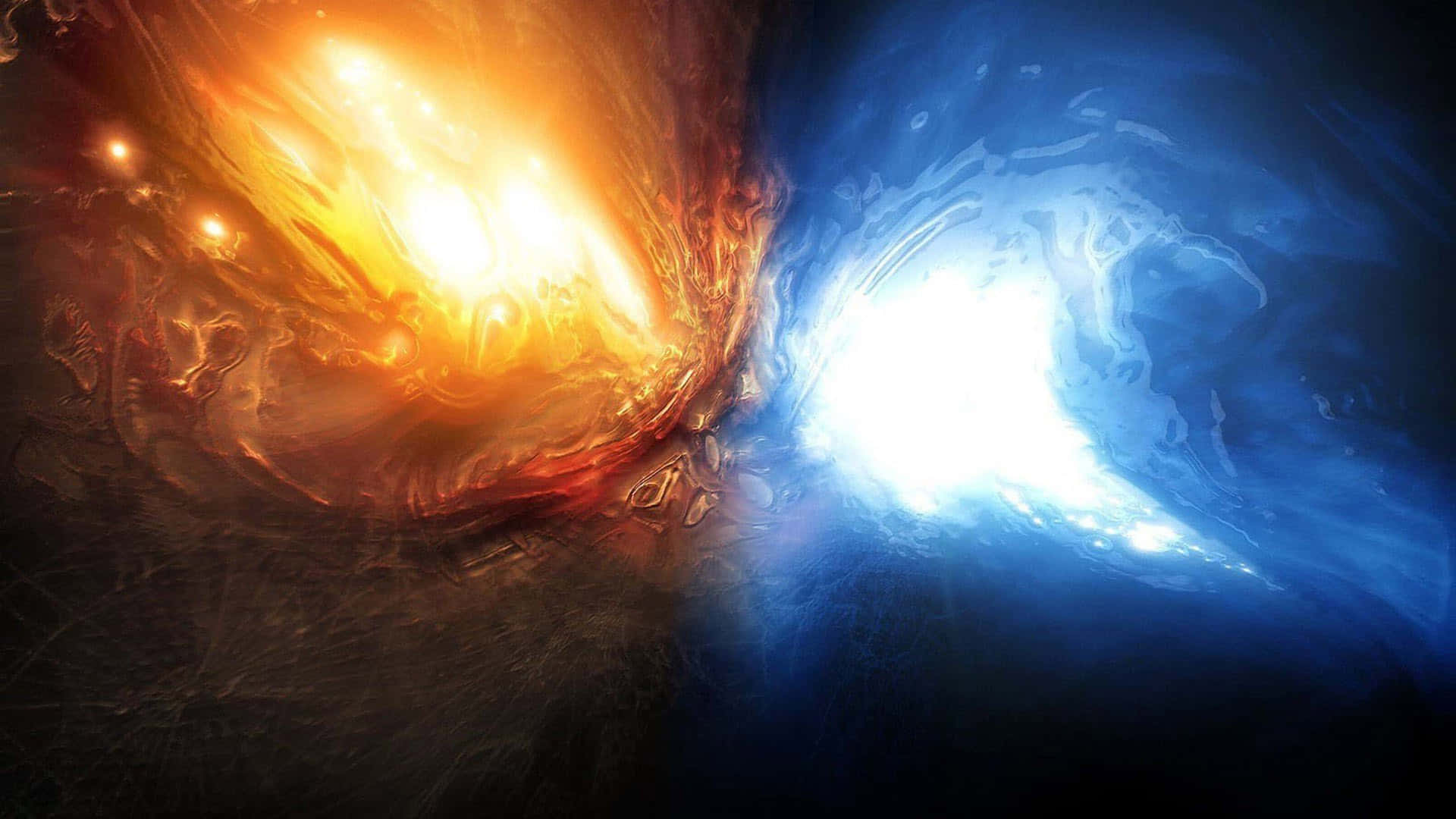 red and blue fire, fiery orange, electric blue, Full HD Desktop Wallpaper