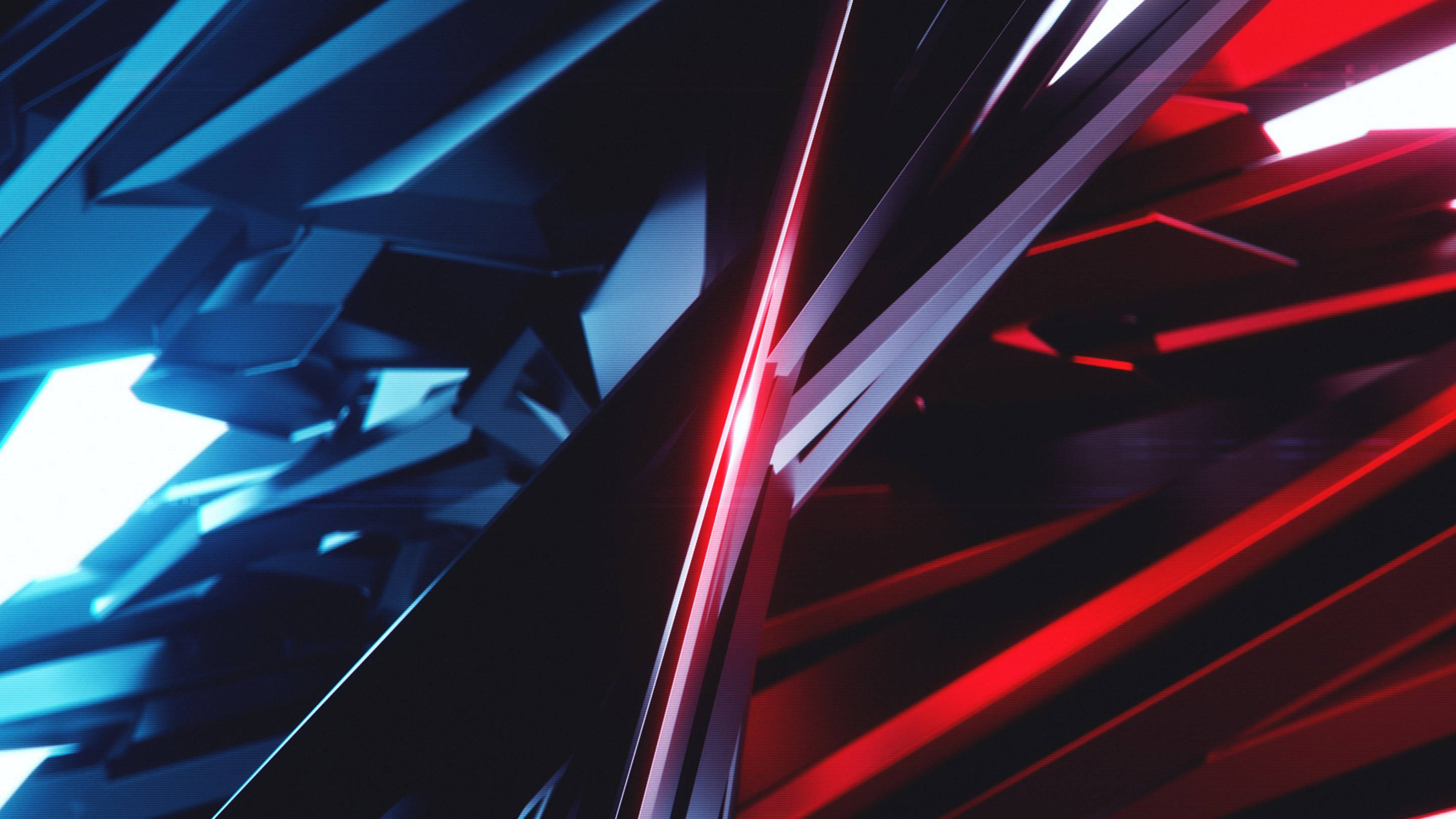 Red And Blue, neon lights, geometric shards, 2K Desktop Wallpaper