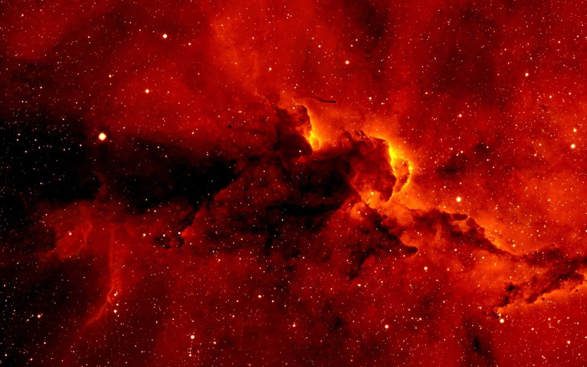 red nebula, glowing orange cores, scattered stars, Full HD Desktop Wallpaper