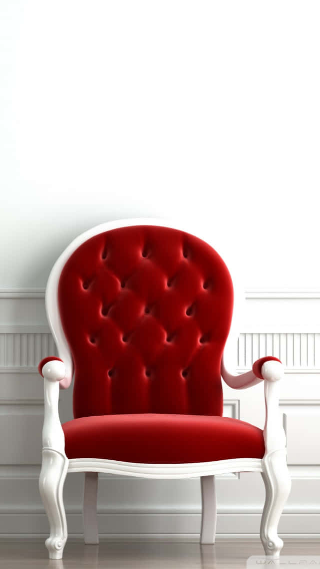 Bergère chair, red tufted velvet armchair, white ornate legs, SD Phone Wallpaper
