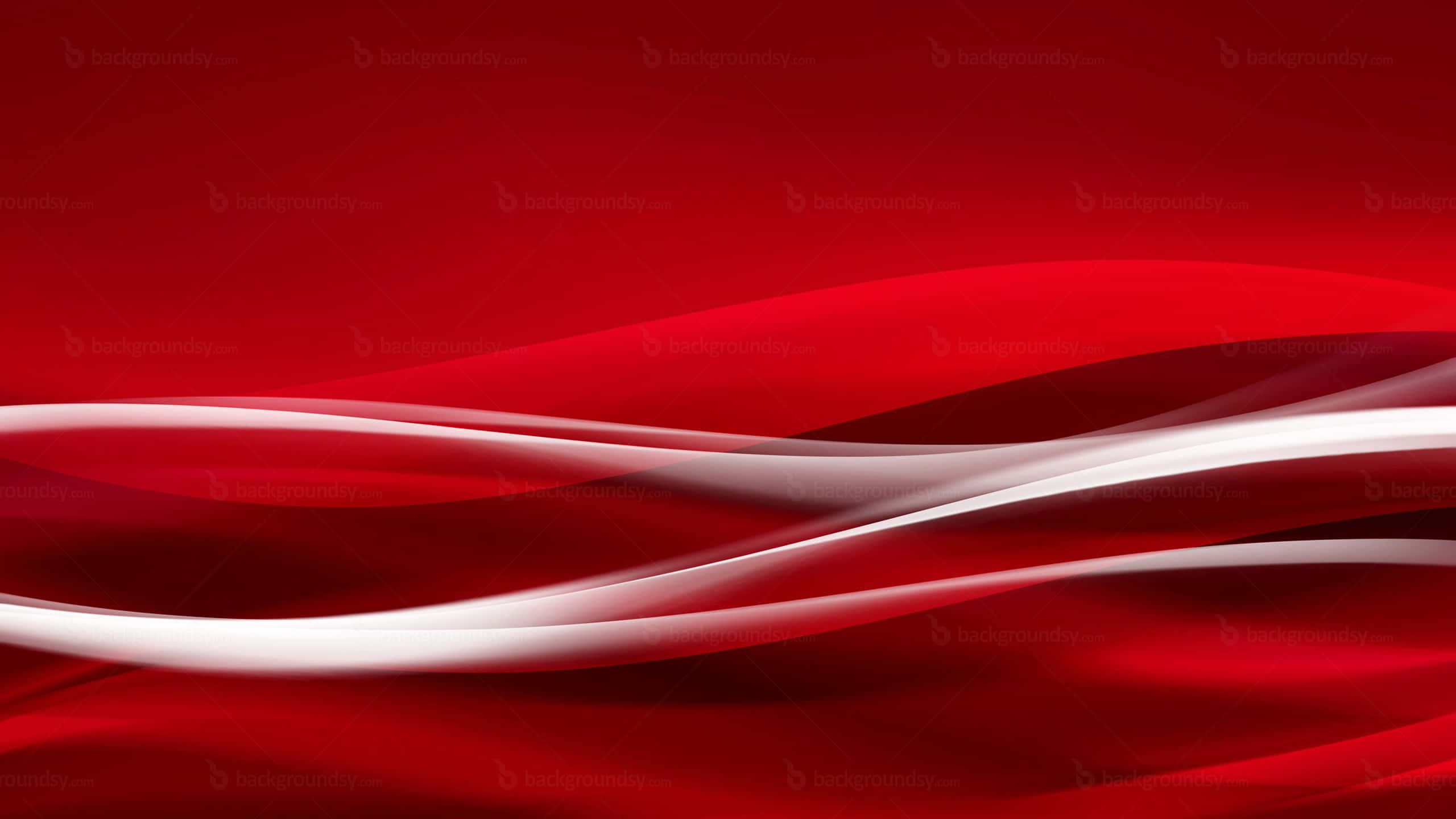 Red And White Aesthetic, vibrant red, flowing white ribbon-like waves, 2K Desktop Wallpaper