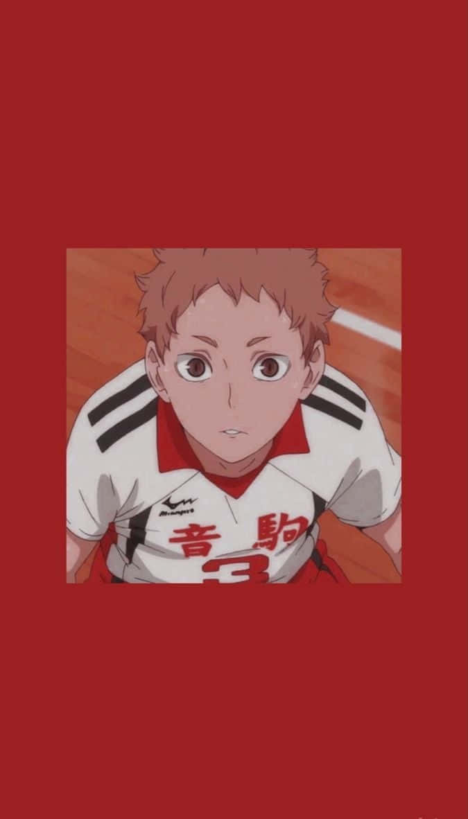 Red Anime Aesthetic, anime volleyball player, white jersey with red accents and black stripes, SD Phone Wallpaper