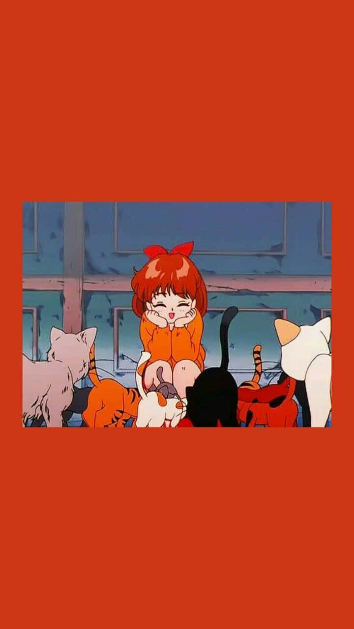 Red Anime Aesthetic, red hair, bow, HD Phone Wallpaper
