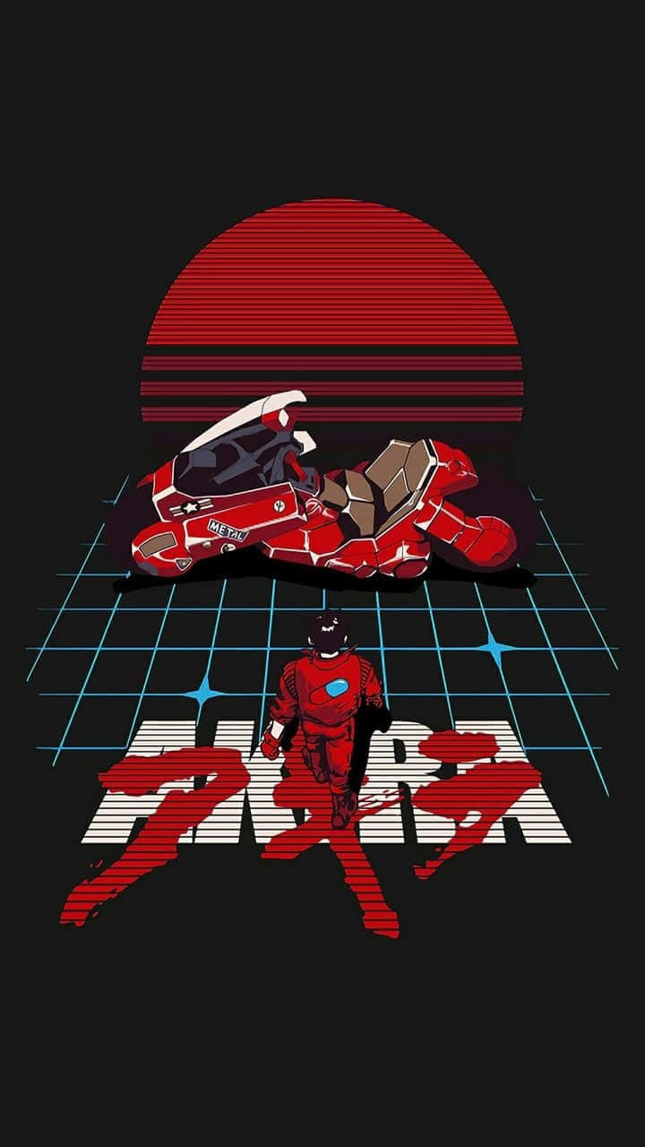 red anime aesthetic, retro-futuristic red motorcycle, glowing red sun, HD Phone Wallpaper