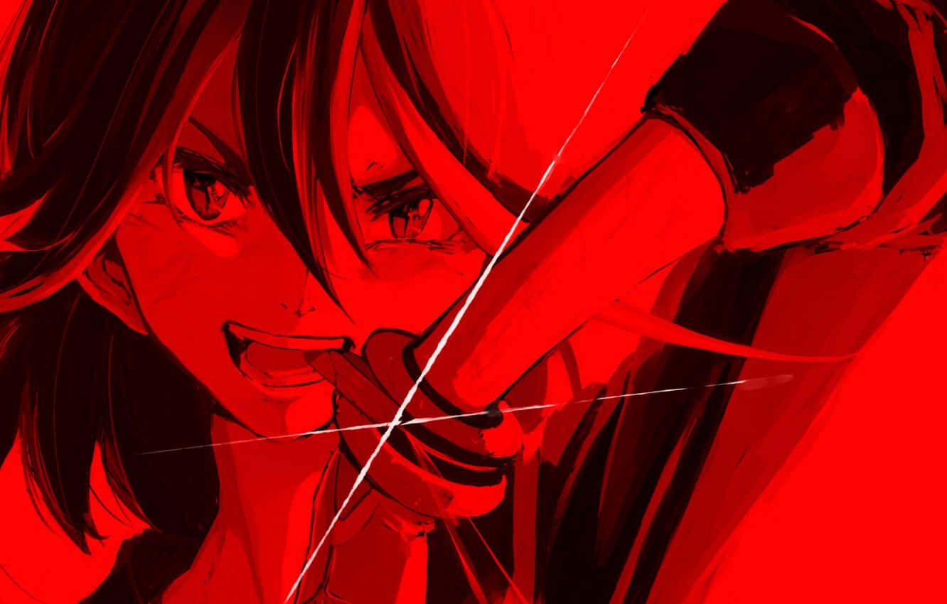anime girl, dark hair, intense eyes, HD Desktop Wallpaper