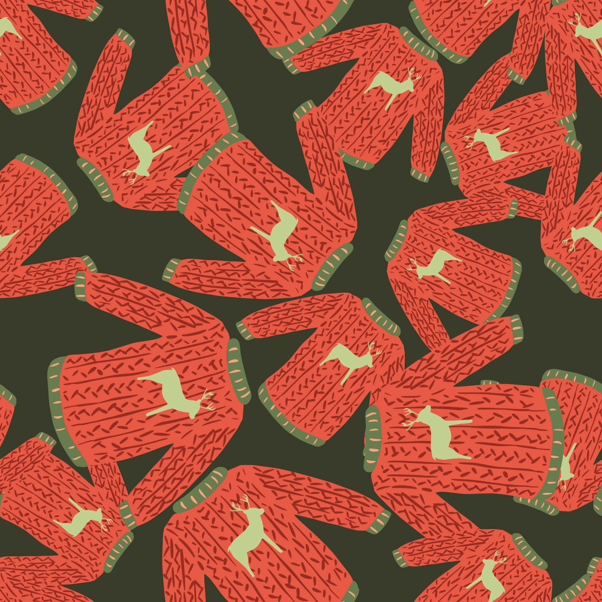 Red Bape, deer motifs, red knitted sweaters, Full HD Desktop Wallpaper
