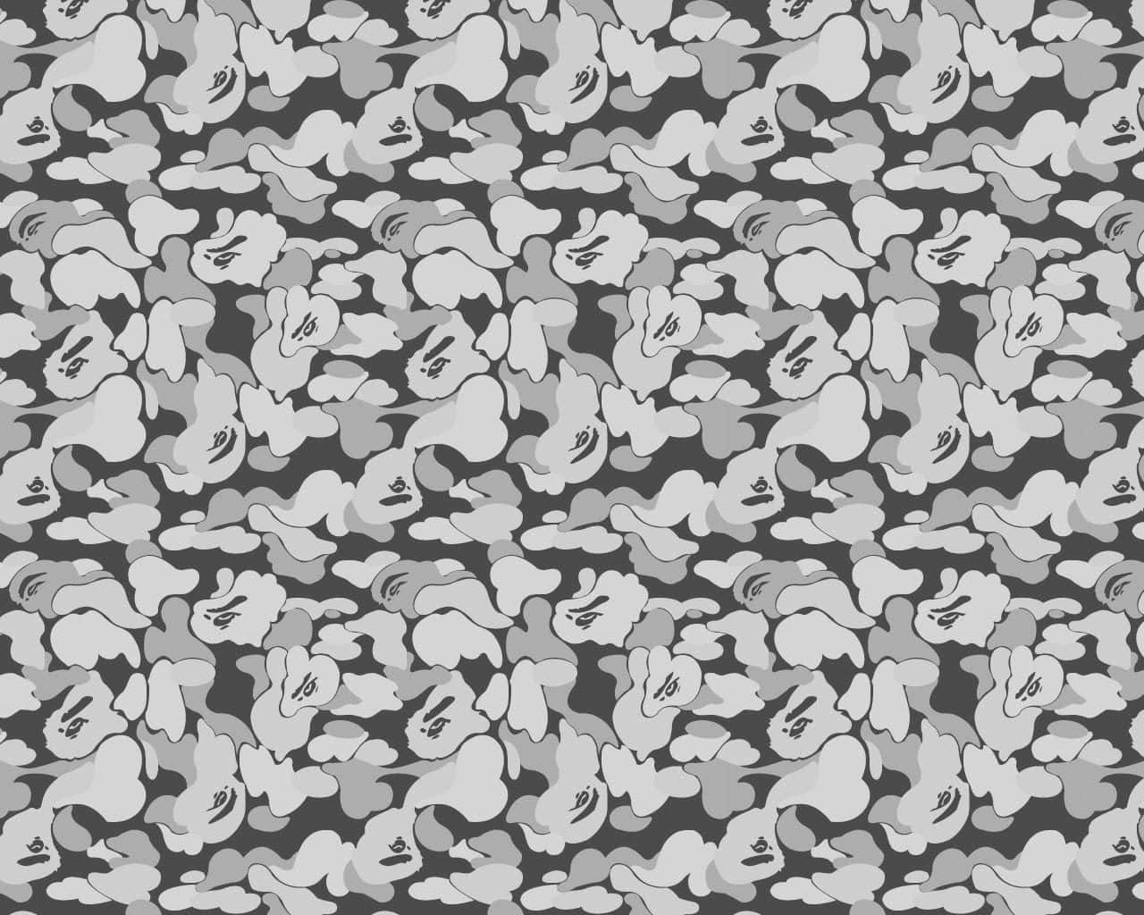 Red Bape, gray camouflage pattern, ghost-like shapes, HD Desktop Wallpaper