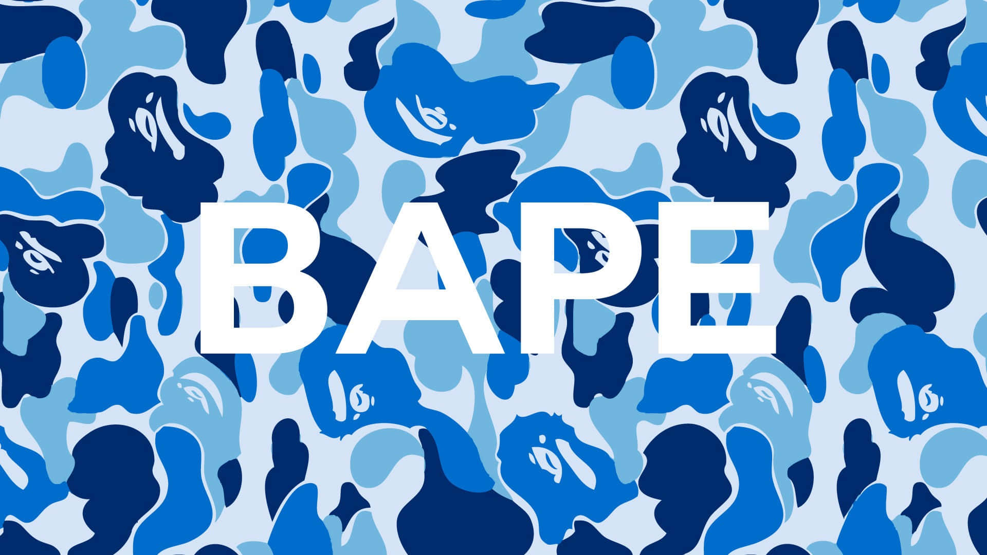 Red Bape, BAPE, blue camouflage pattern, Full HD Desktop Wallpaper