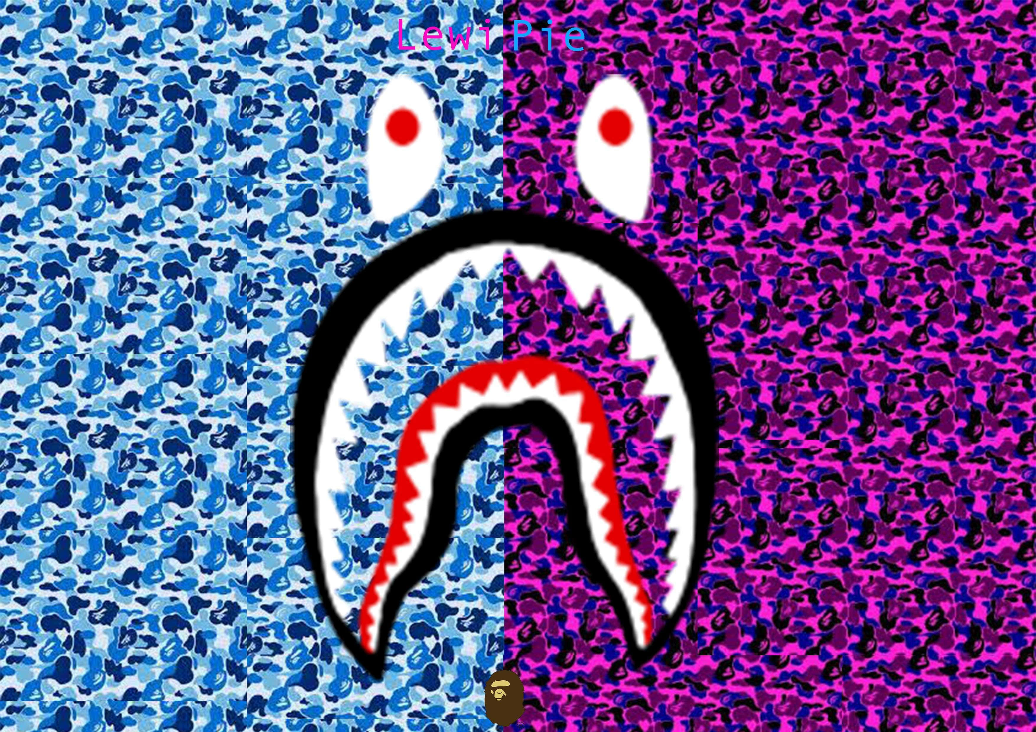 Red Bape, shark face, red eyes, 2K Desktop Wallpaper