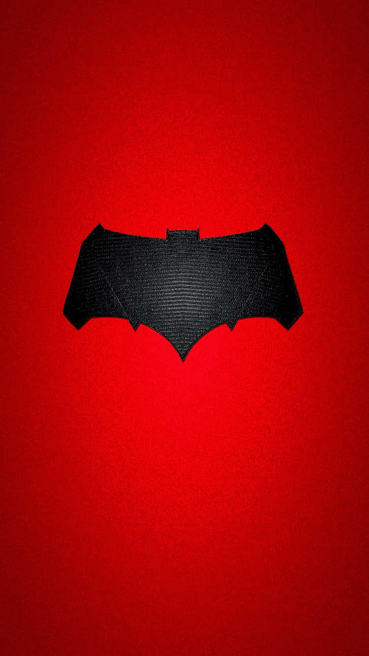 Red Batman Logo, black textured bat symbol, vibrant red background, HD Phone Wallpaper