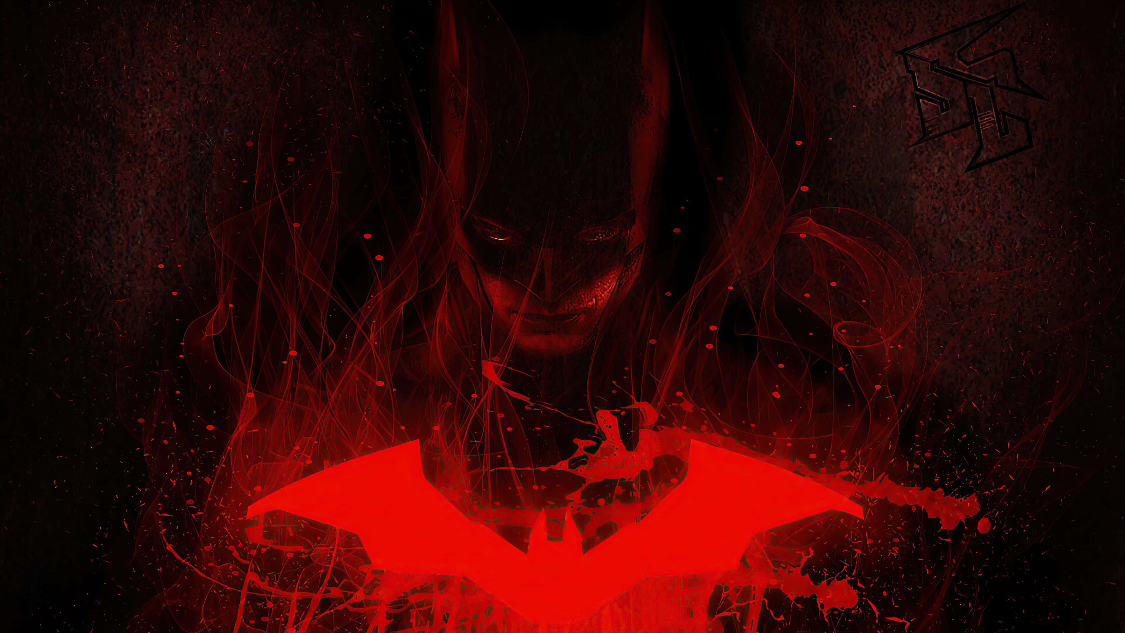 Red Batman Logo, Batman, glowing bat symbol, 4K Desktop Wallpaper