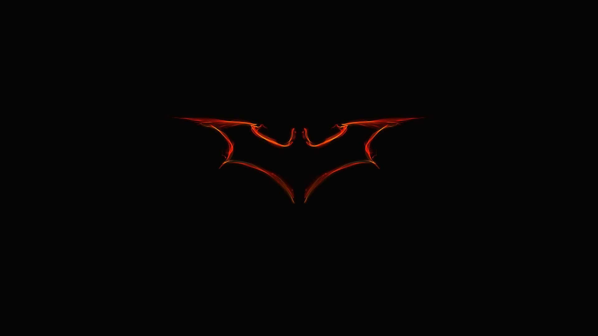 Red Batman Logo, fiery bat symbol, pitch black background, Full HD Desktop Wallpaper
