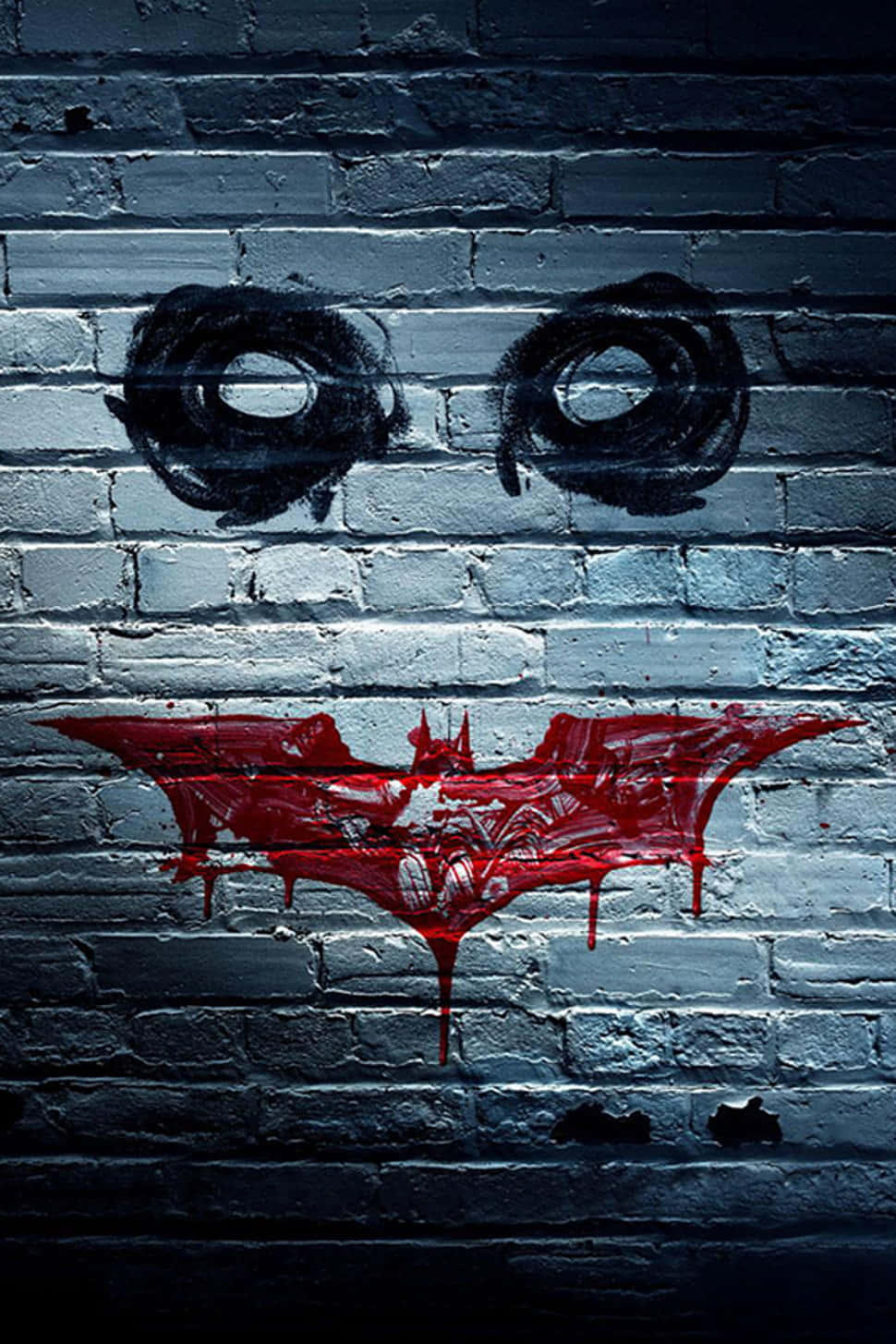 Red Batman Logo, glowing black eyes, dripping red bat symbol, HD Phone Wallpaper