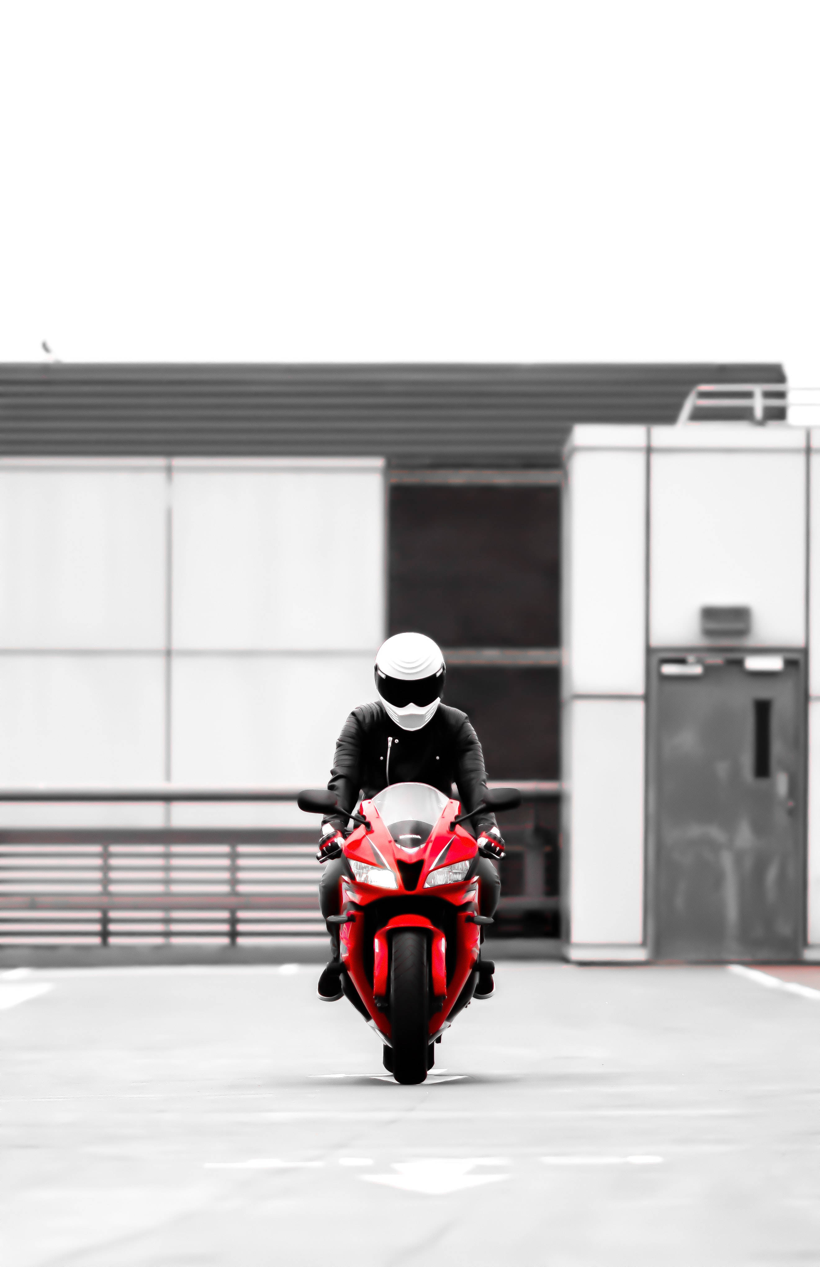 minimalist red bike, vibrant red sport motorcycle, white helmet, 4K Phone Wallpaper