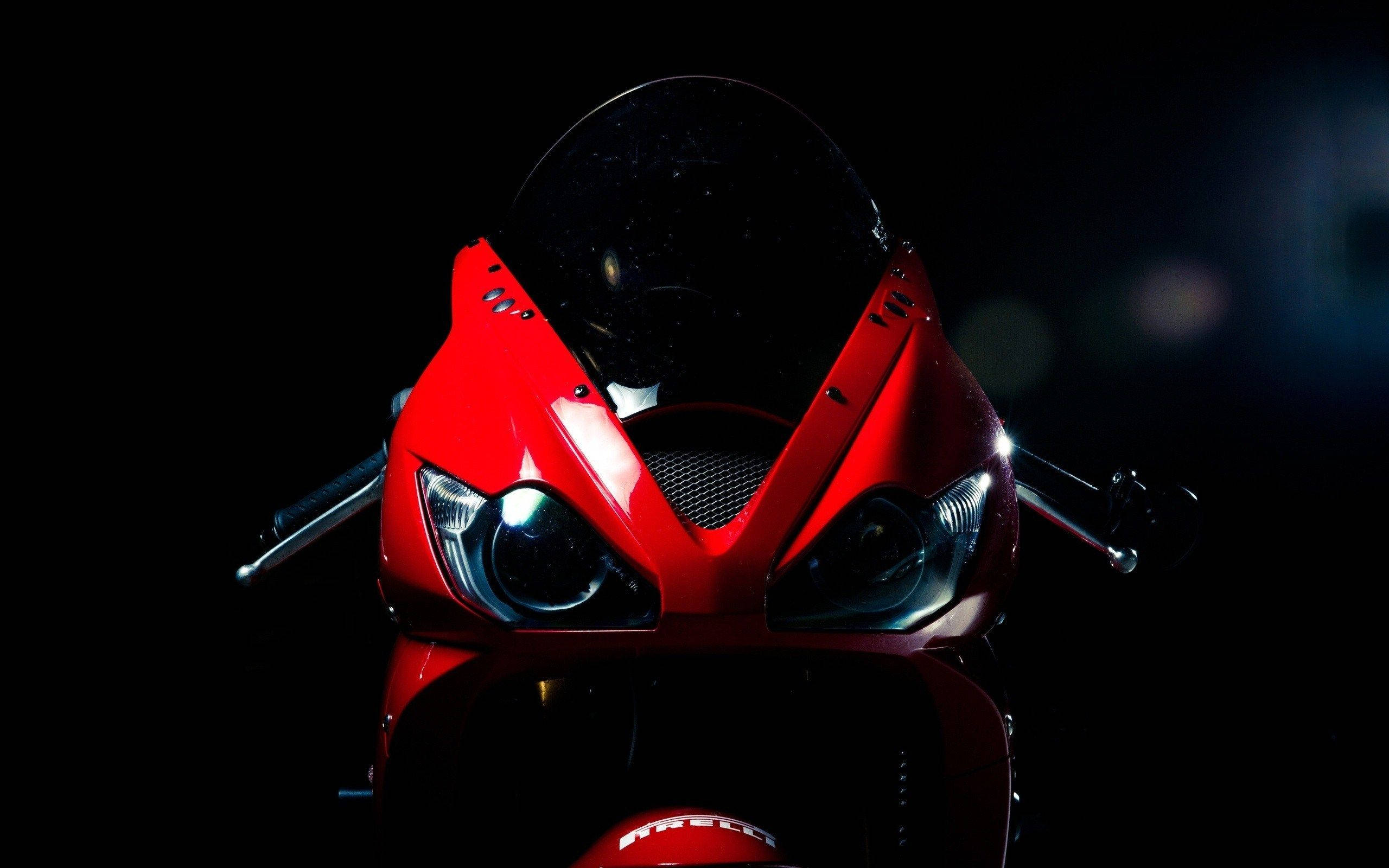 Red Bike, sport motorcycle, front view, 2K Desktop Wallpaper