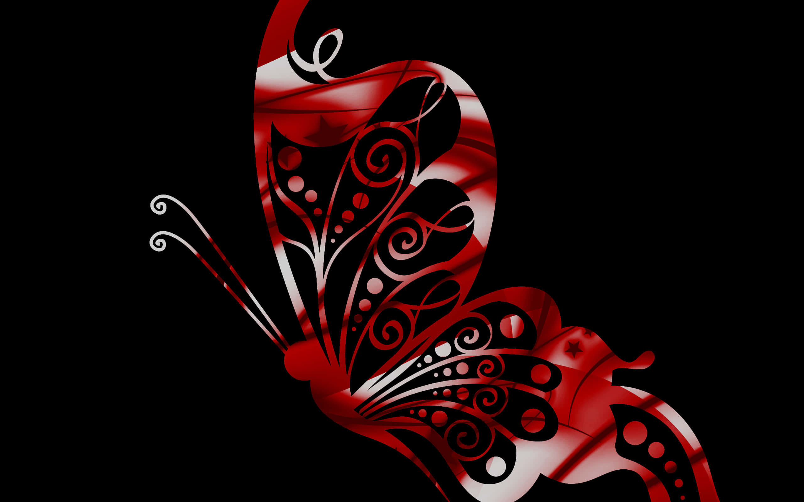 Red Butterfly, red, white, 2K Desktop Wallpaper