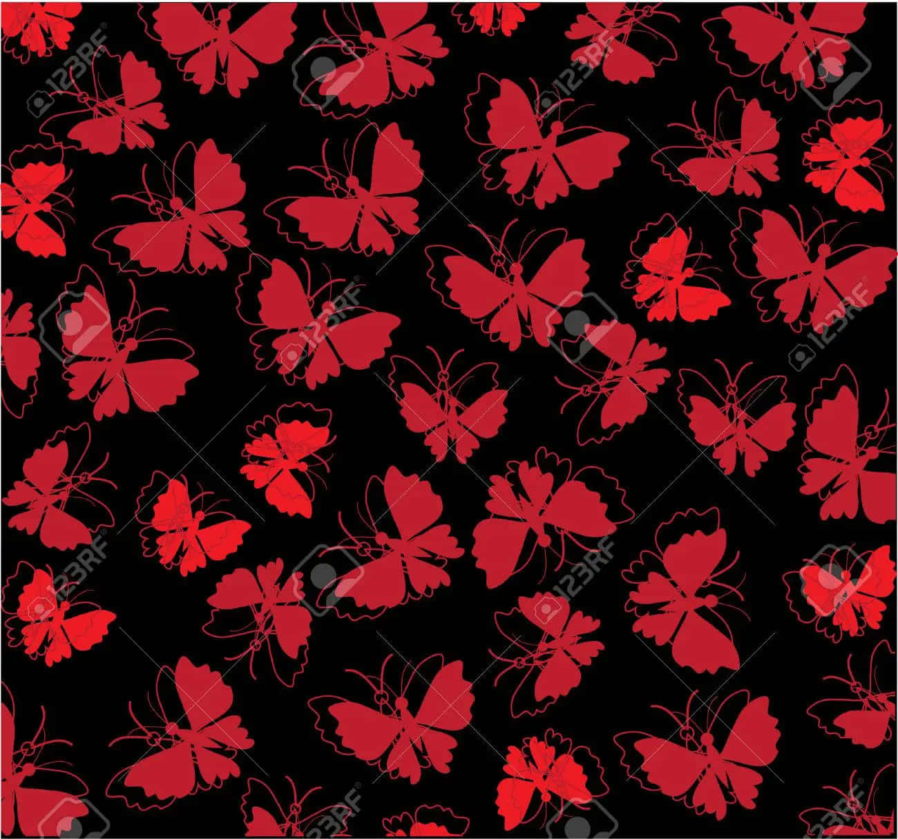 red butterfly, black background, seamless repeating pattern, HD Desktop Wallpaper