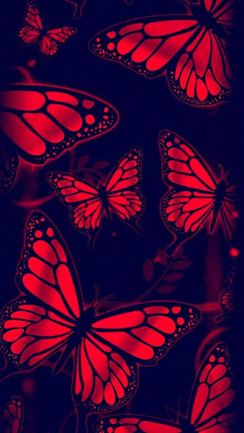 Red Butterfly, vibrant red, glowing wings, HD Phone Wallpaper