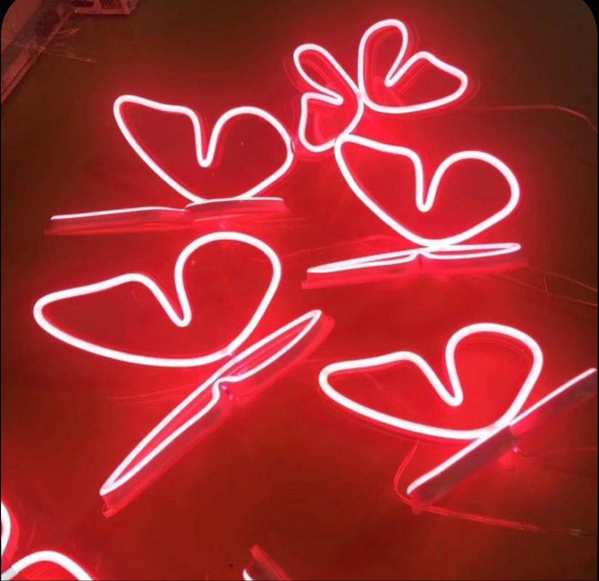 red aesthetic neon butterflies, glowing red neon butterflies, heart-shaped wings, SD Desktop Wallpaper