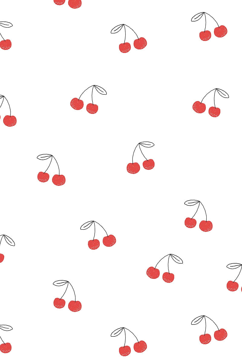 red cherries, thin black stem, clean white background, SD Phone Wallpaper