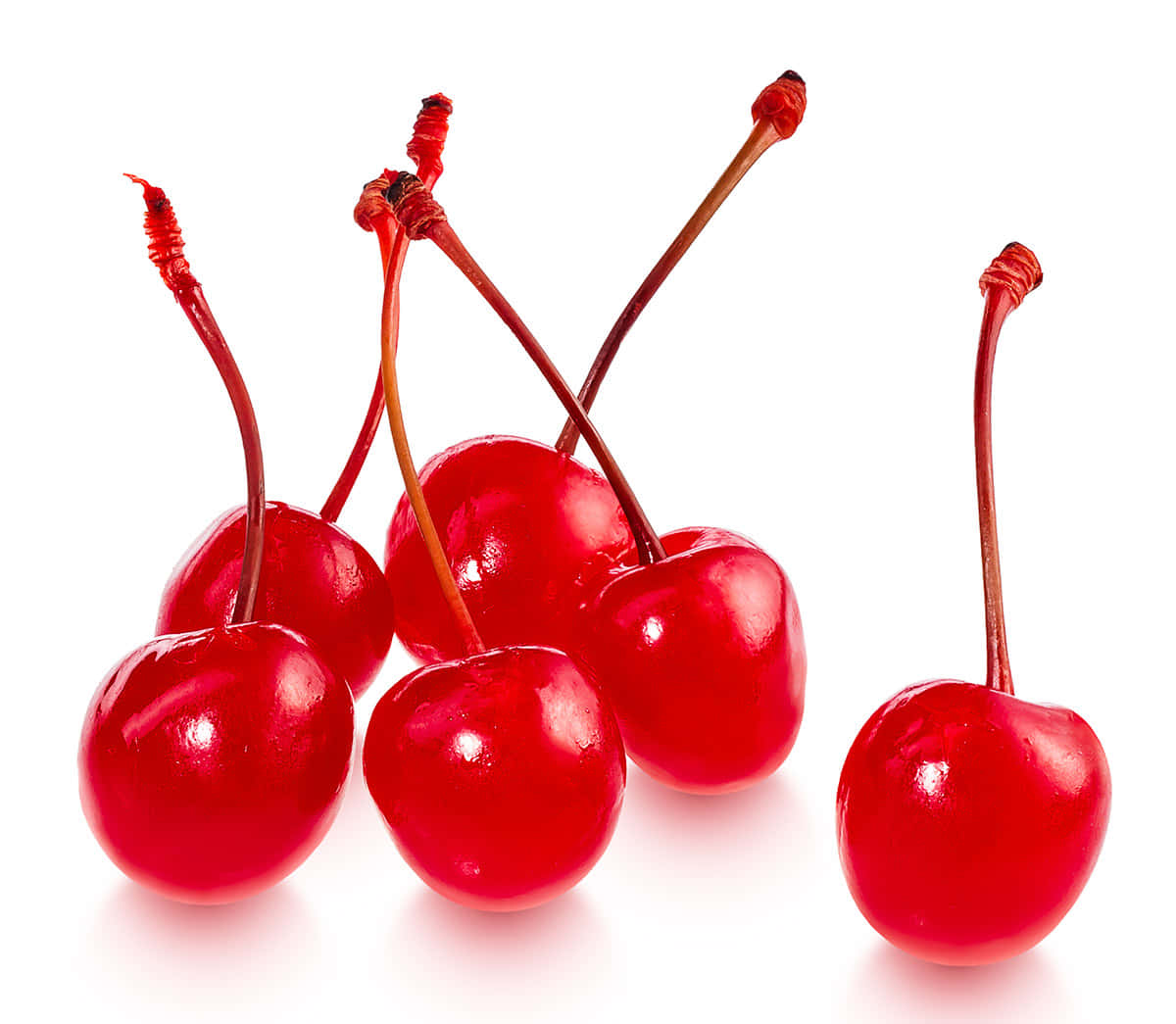 Red Cherries, glossy red cherries, stems, SD Desktop Wallpaper