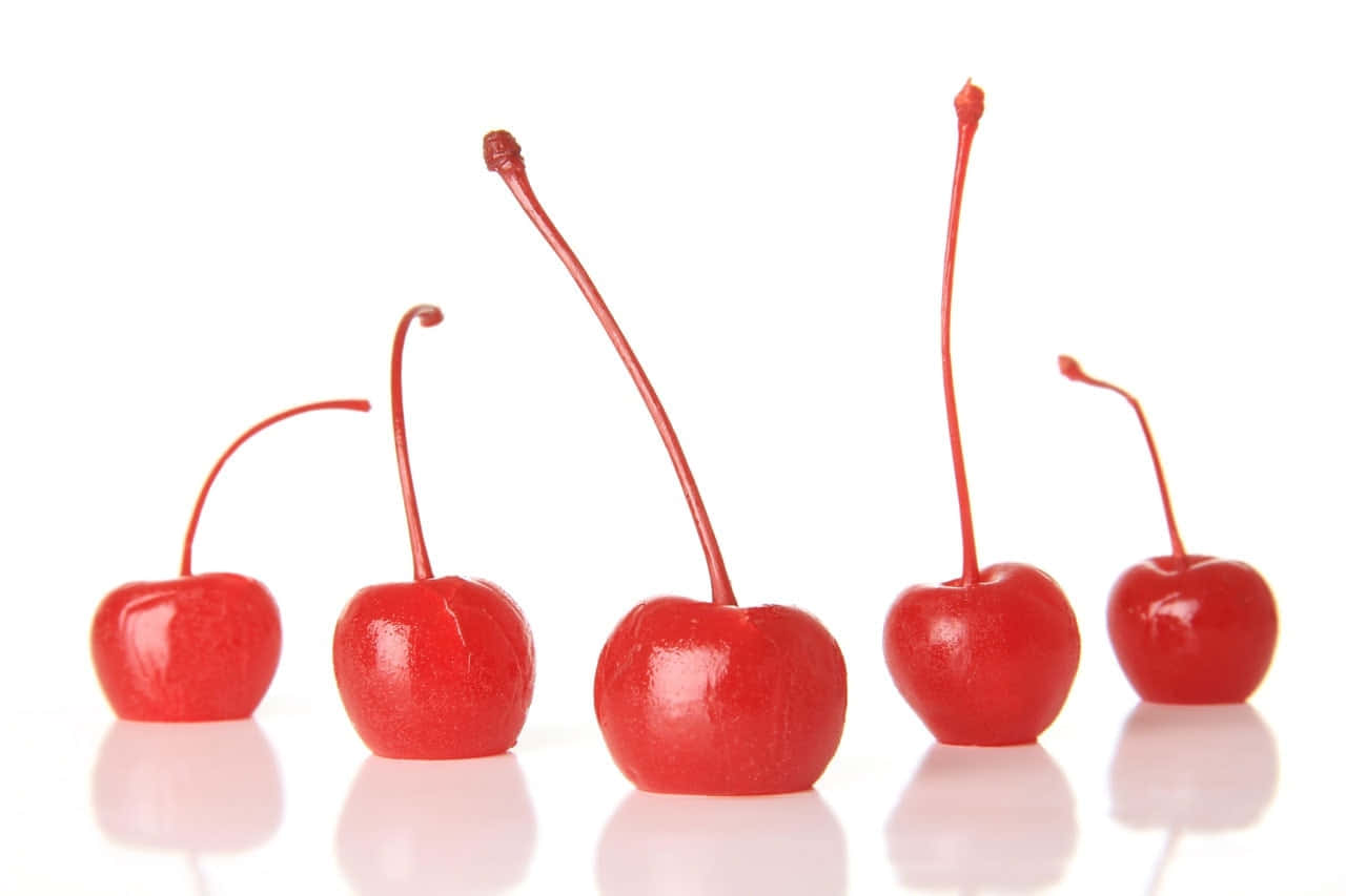 Red Cherries, glossy red cherries, stems, HD Desktop Wallpaper