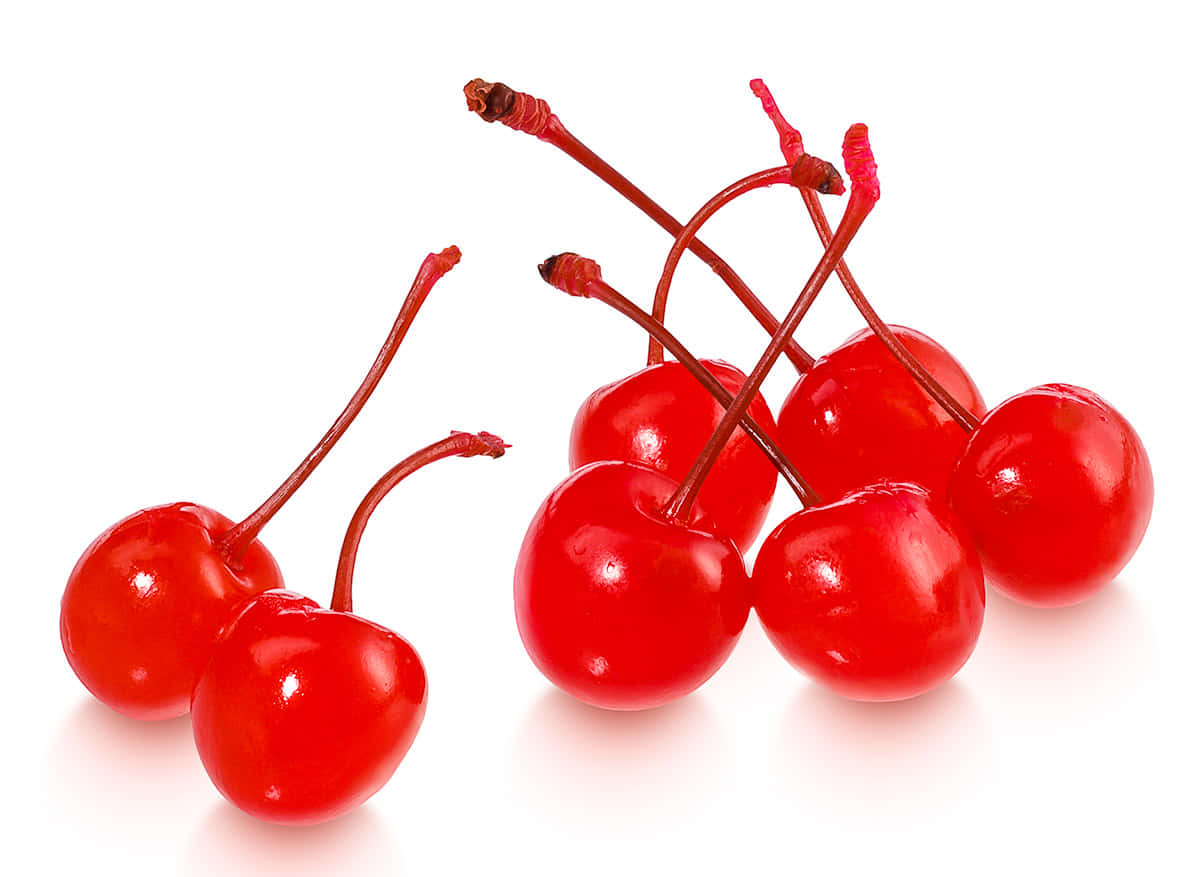 Red Cherries, glossy red cherries, stems, SD Desktop Wallpaper