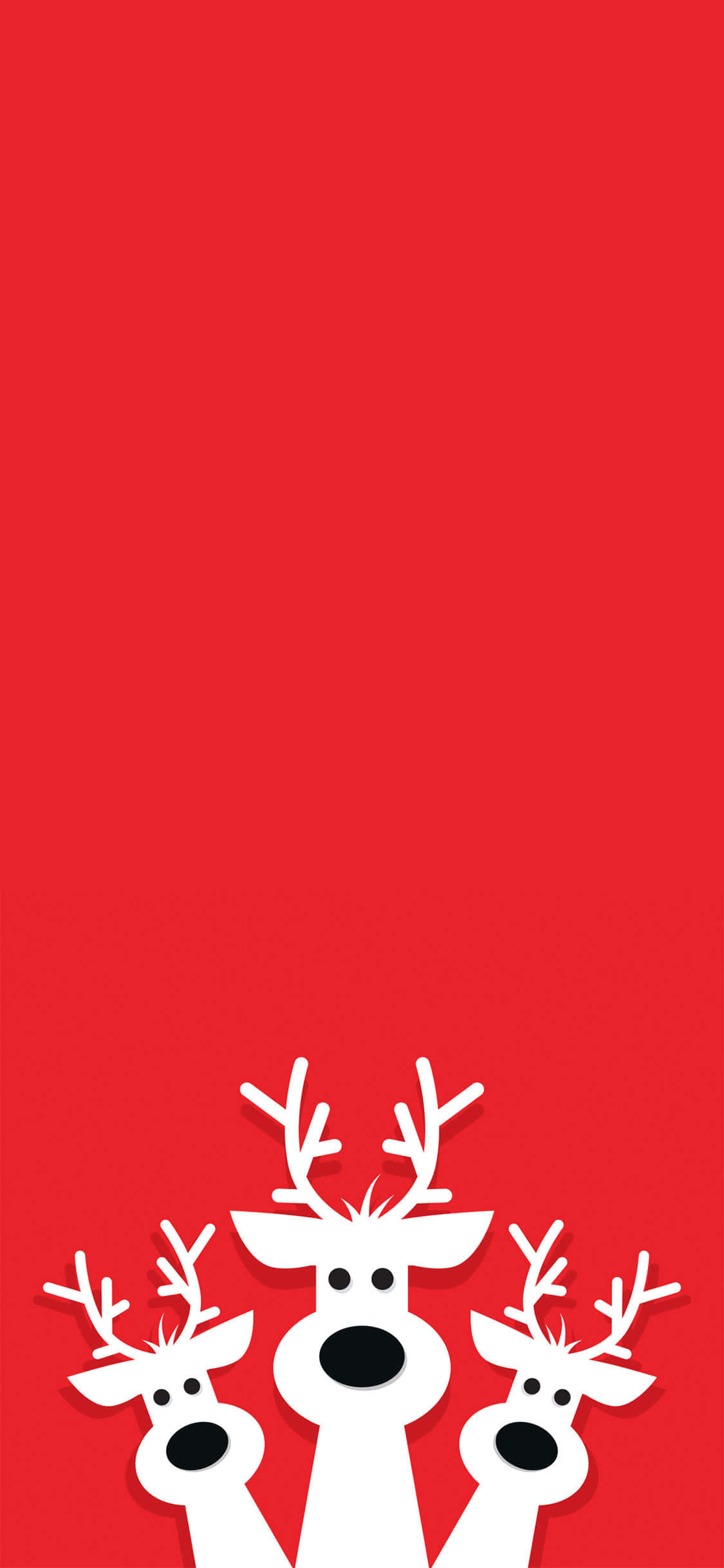 red Christmas iPhone, white reindeer, black eyes, Full HD Phone Wallpaper